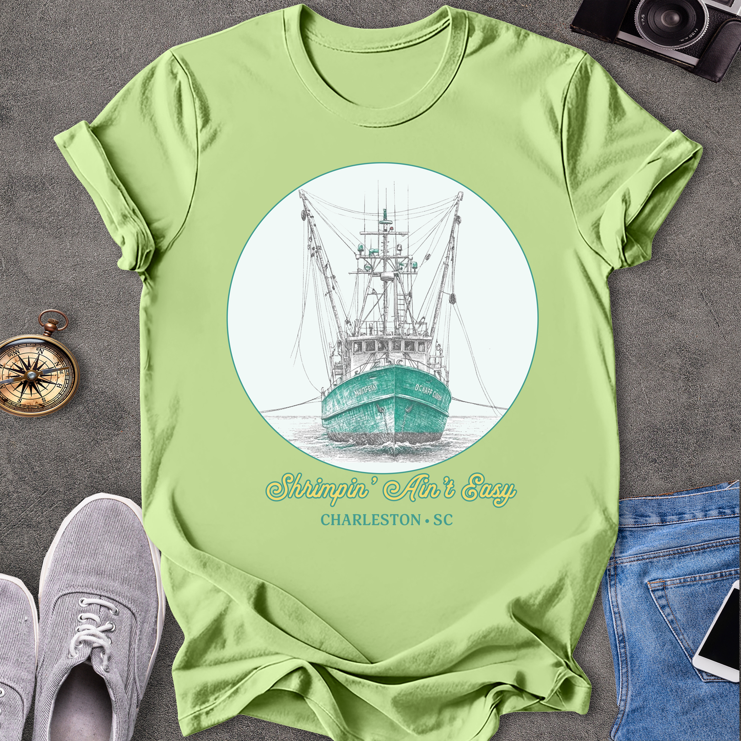 Shrimpin' Ain't Easy Charleston, South Carolina T-Shirt