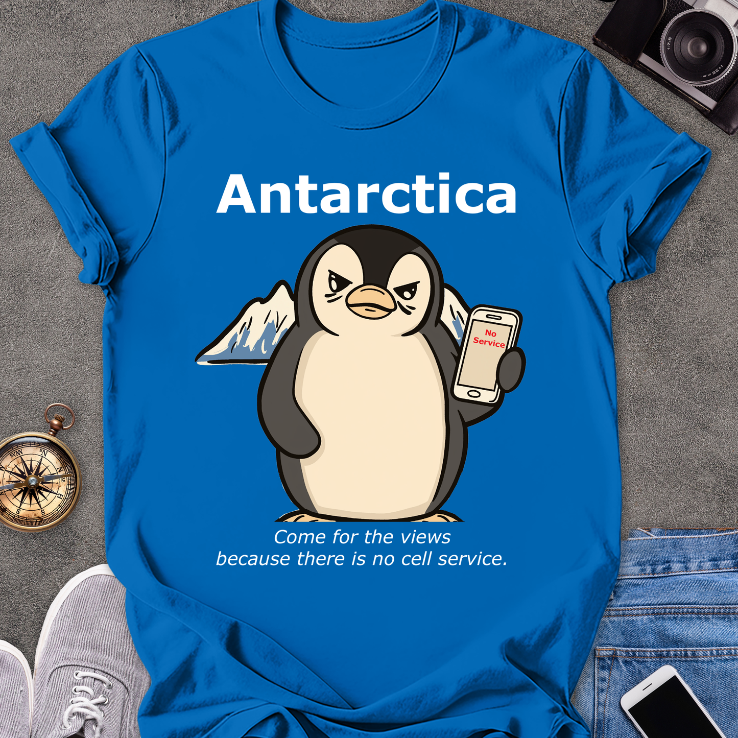 Antartica-Come For The Views Because There Is No Cell Service | Unisex Softstyle T-Shirt | Funny Travel Tee