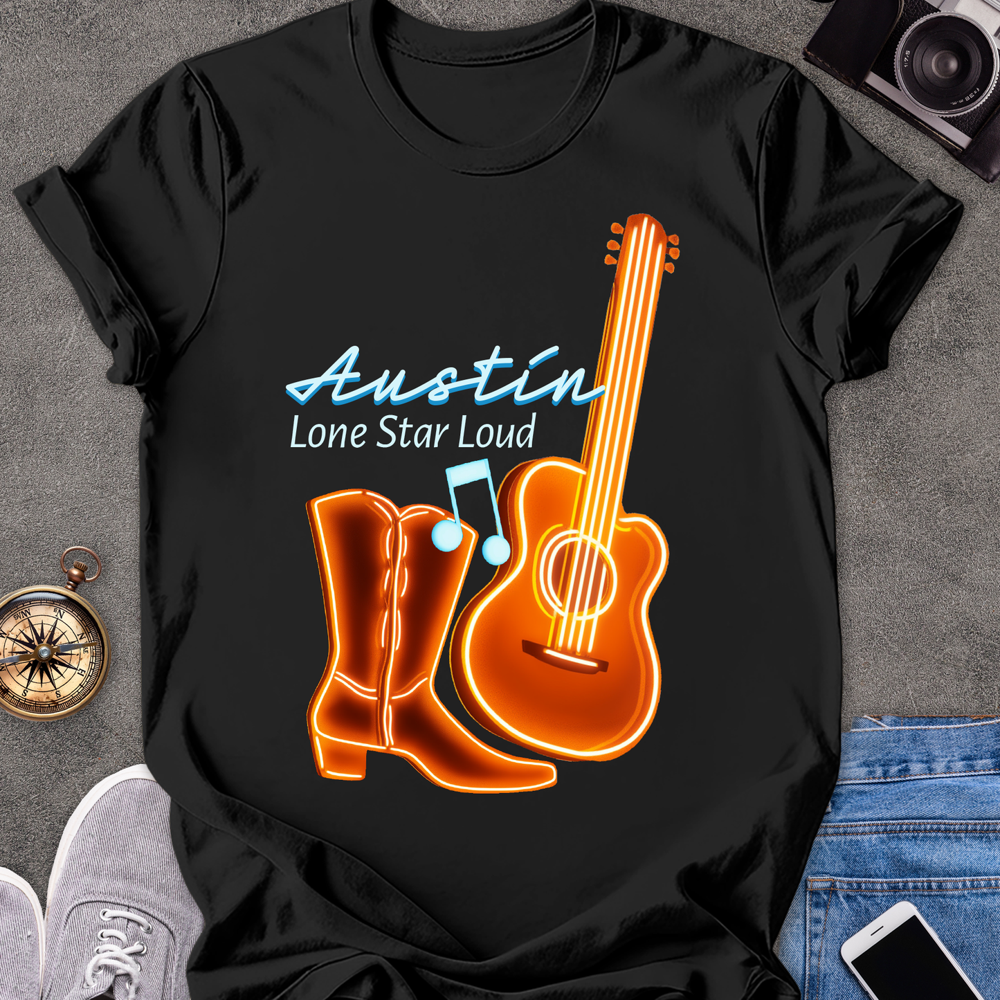 Austin - Lone Star Loud | Unisex Softstyle T-Shirt | Fun and Casual Music Lover Tee