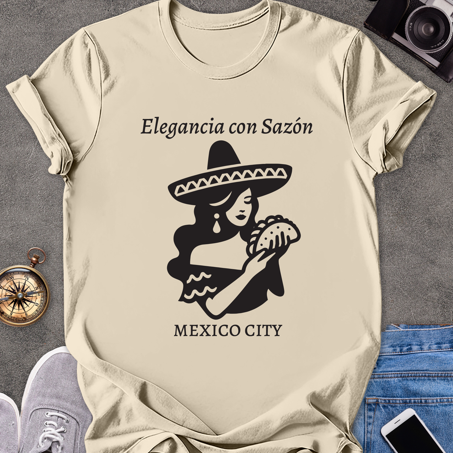 Elegancia con Sazón-Mexico City | Unisex Softstyle T-Shirt | Foodie Travel Tee