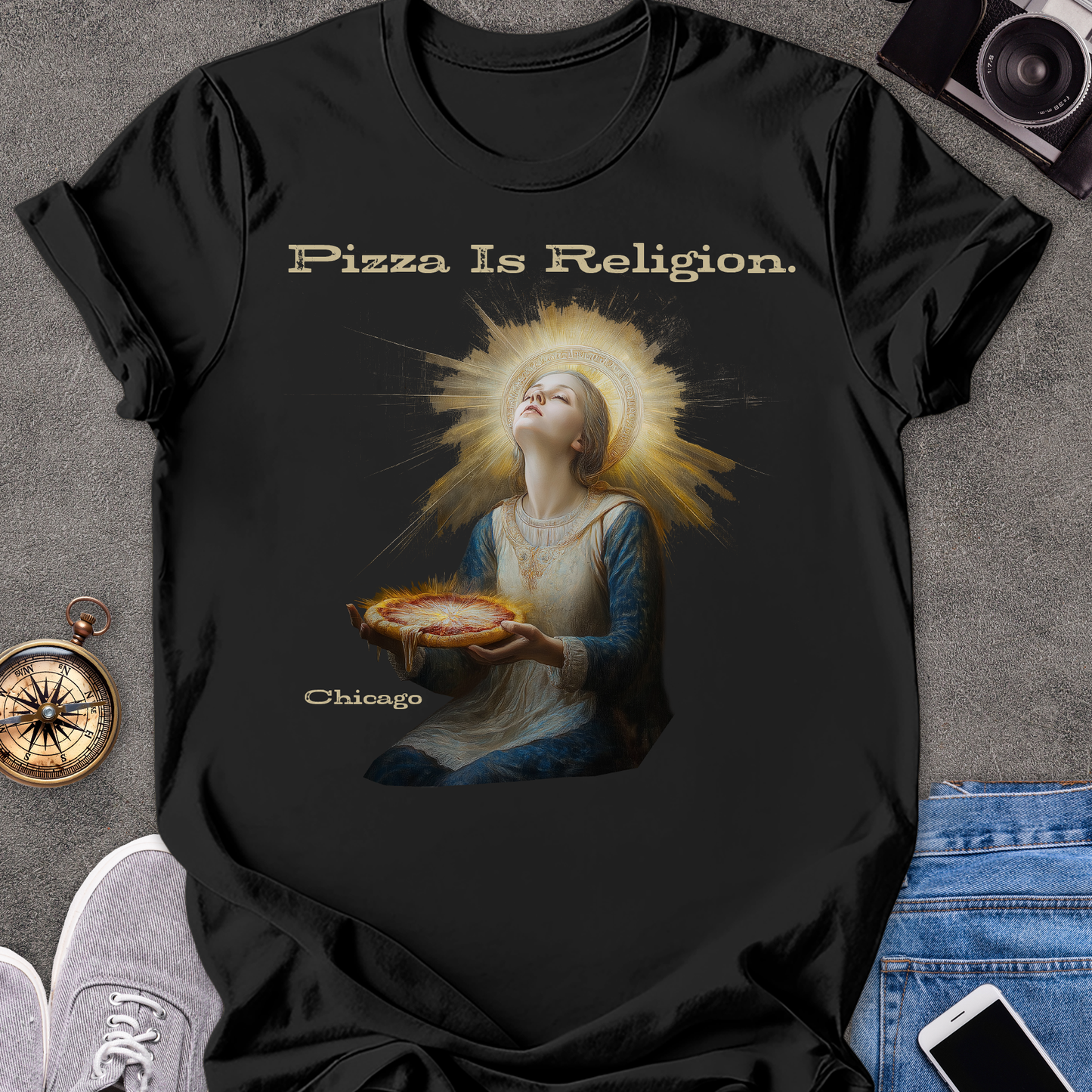 Pizza Is Religion. Chicago| Unisex Softstyle T-Shirt | Chicago Travel Tee