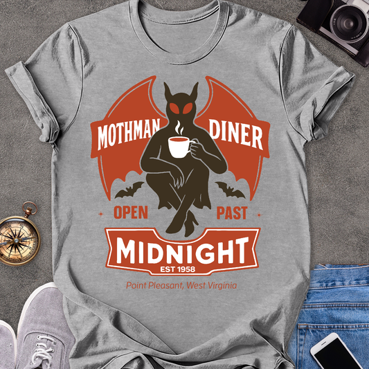 Mothman Diner, Open Past Midnight, Point Pleasant West Virginia | Unisex Softstyle T-Shirt | Mothman Travel Tee