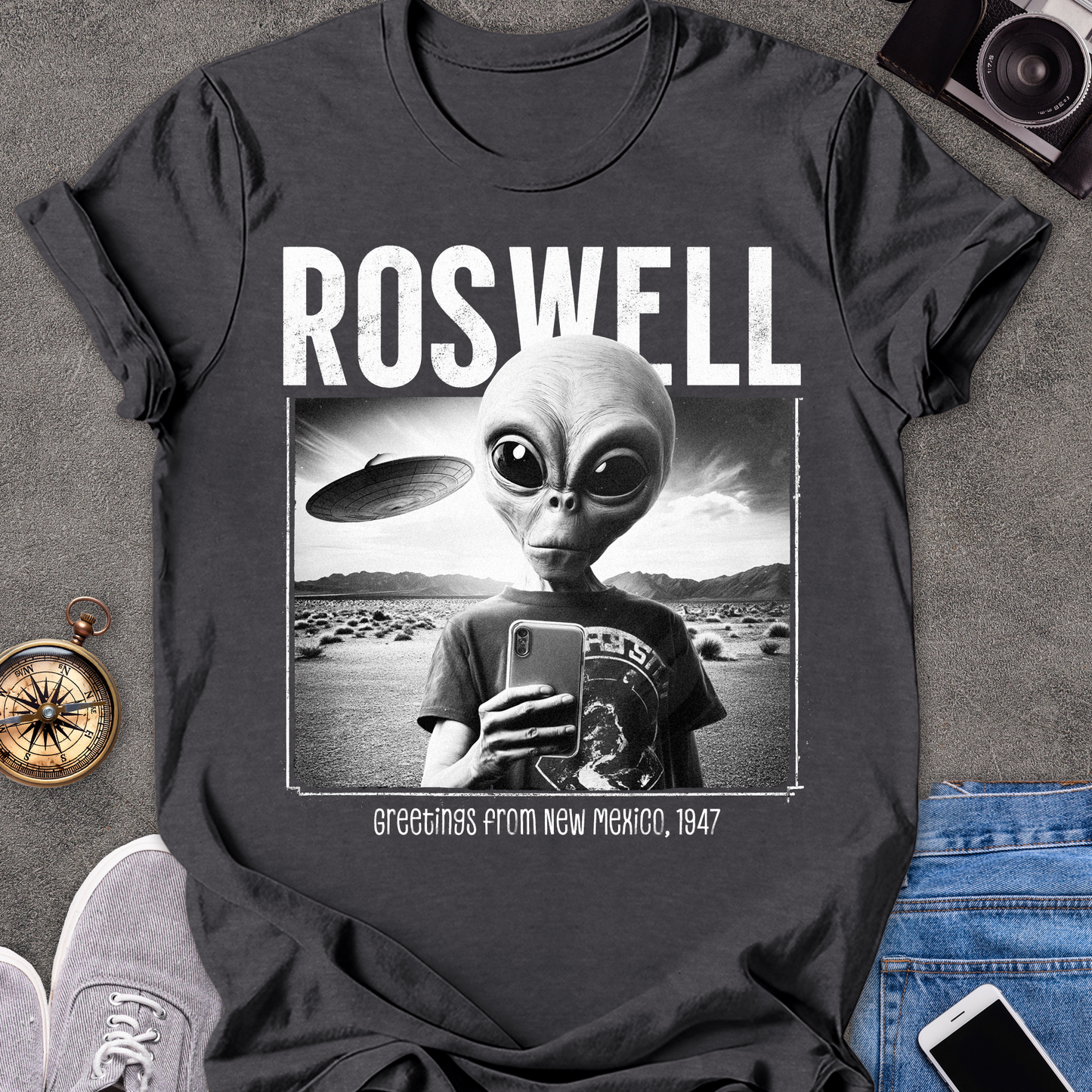 Roswell, Greetings from New Mexico 1947 | Unisex Softstyle T-Shirt | Roswell Travel Tee