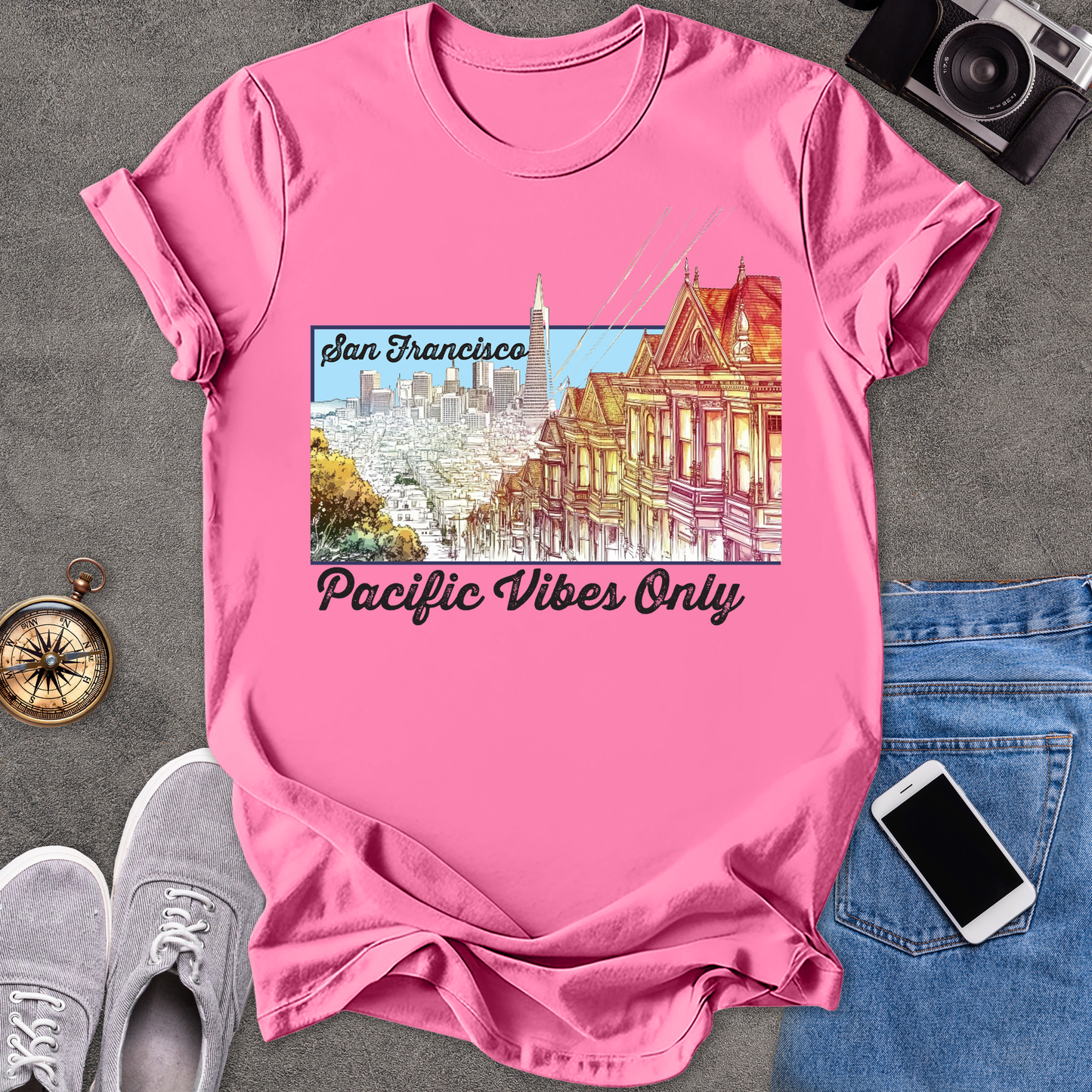 San Francisco - Pacific Vibes Only | Unisex Softstyle T-Shirt | Travel Lover Tee