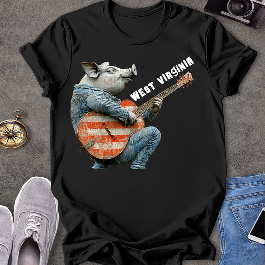 West Virginia - Pig Playing Guitar T-Shirt