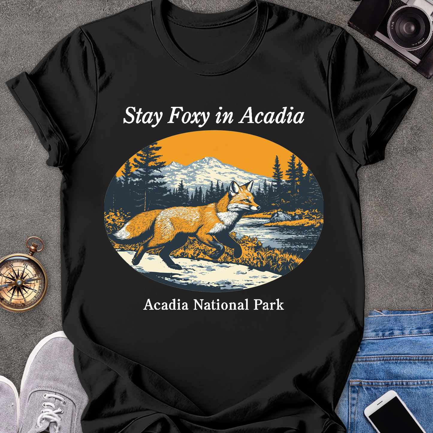 Stay Foxy In Acadia | Unisex Softstyle T-Shirt | Acadia National Park Tee