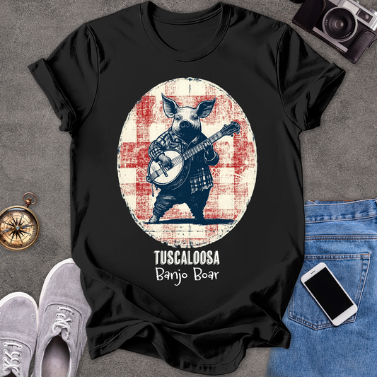 Tuscaloosa Banjo Boar | Unisex Softstyle T-Shirt | Fun and Casual Music Lover Tee