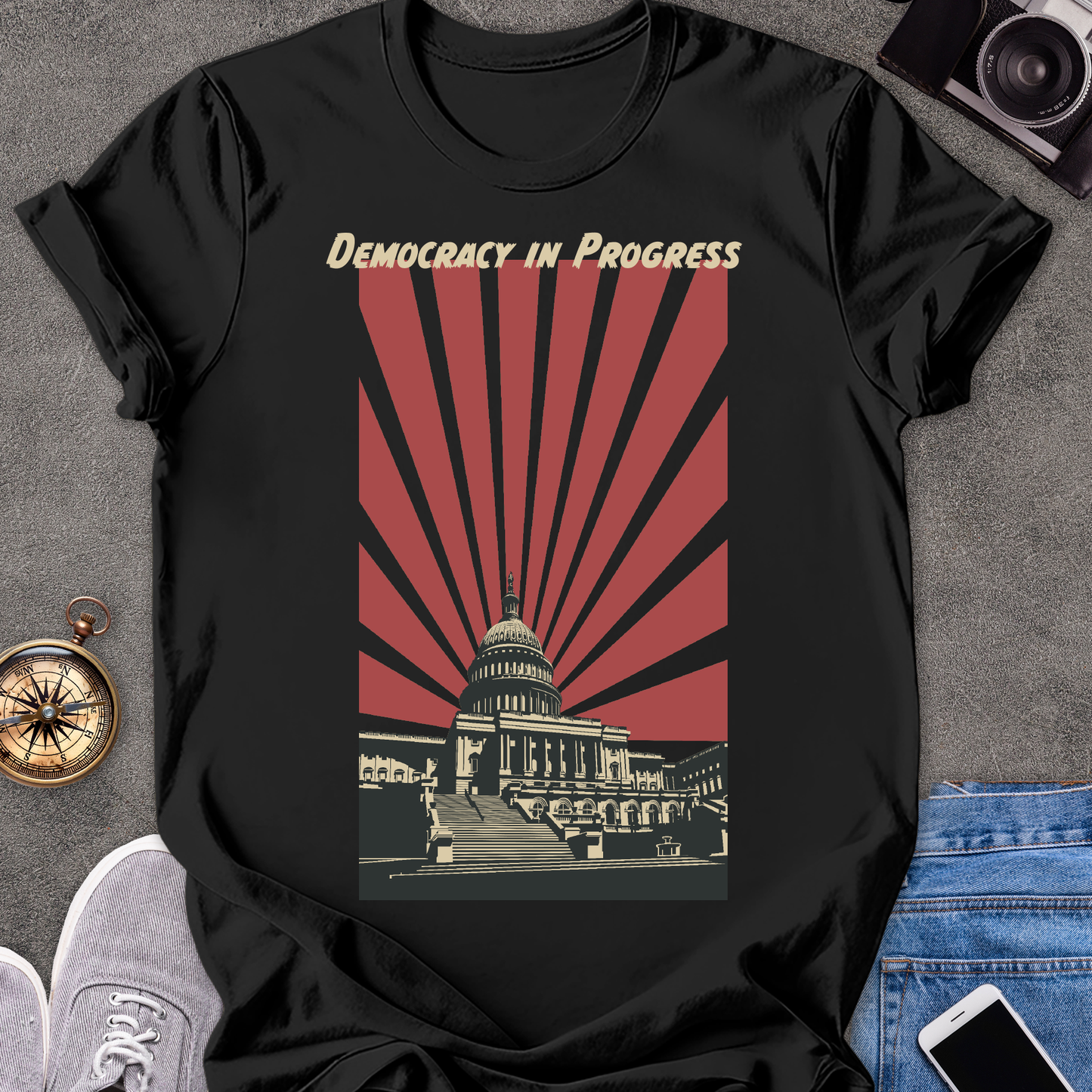 Democracy In Progress | Unisex Softstyle T-Shirt | Washington D.C. Travel Tee