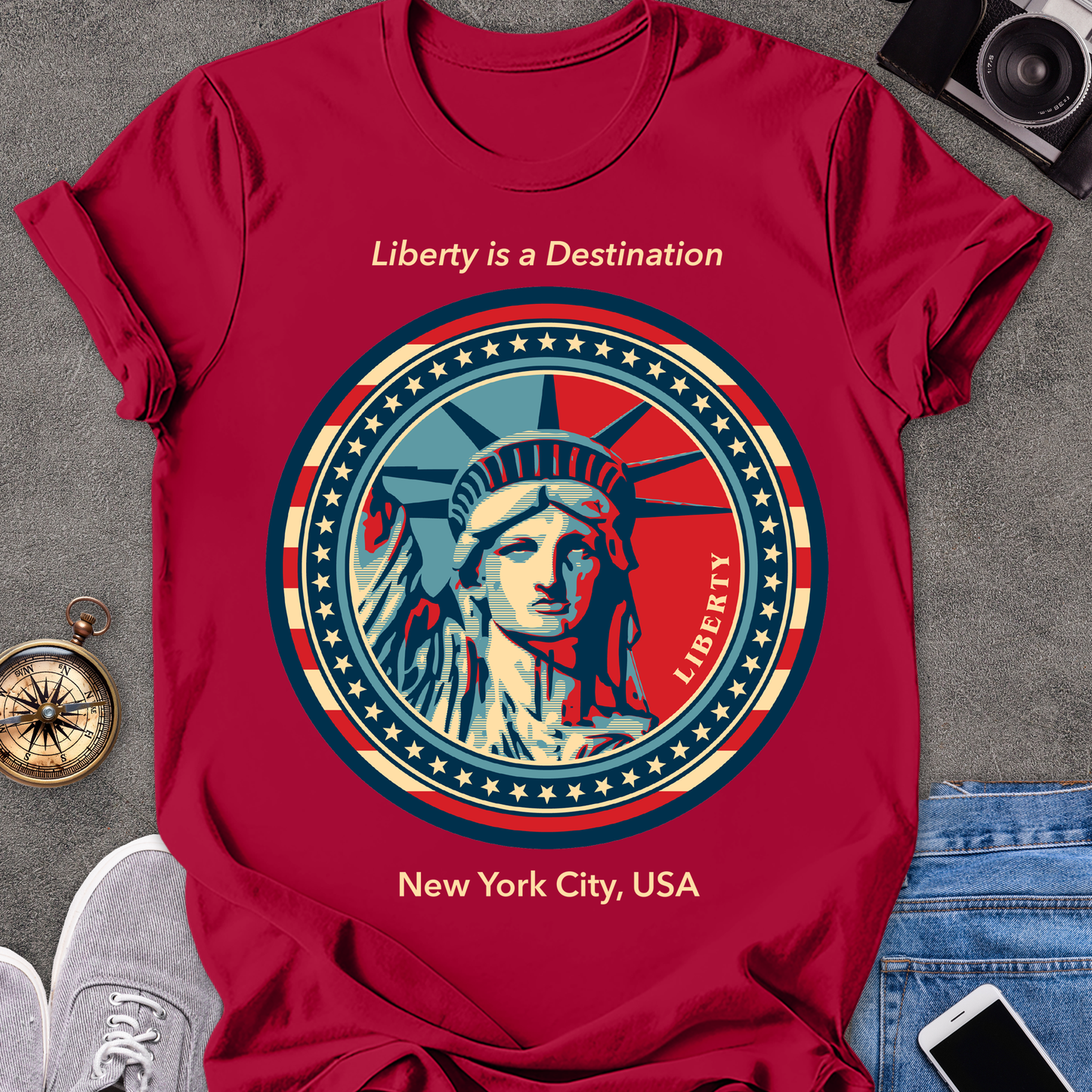 Liberty Is a Destination, New York City, USA | Unisex Softstyle T-Shirt | USA Travel Tee