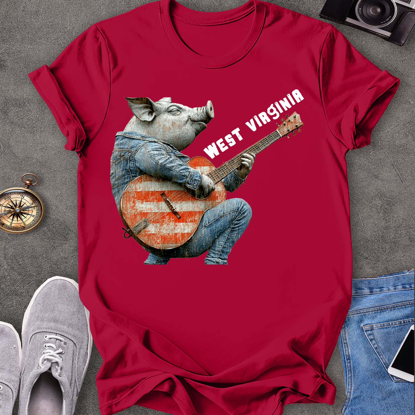West Virginia - Pig Playing Guitar T-Shirt