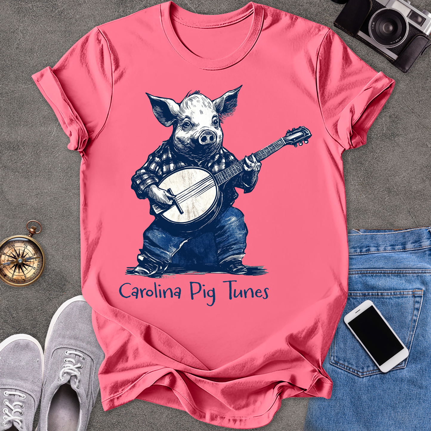 Carolina Pig Tunes | Unisex Softstyle T-Shirt | Fun and Casual Music Lover Tee