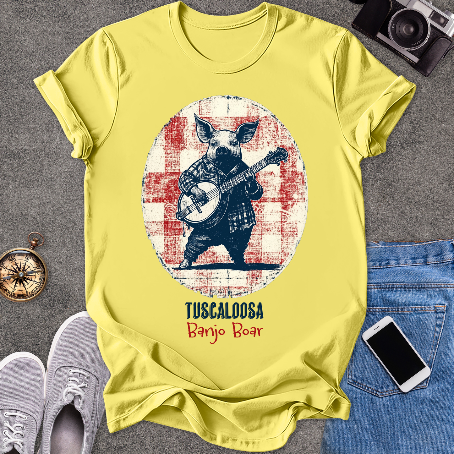 Tuscaloosa Banjo Boar | Unisex Softstyle T-Shirt | Fun and Casual Music Lover Tee