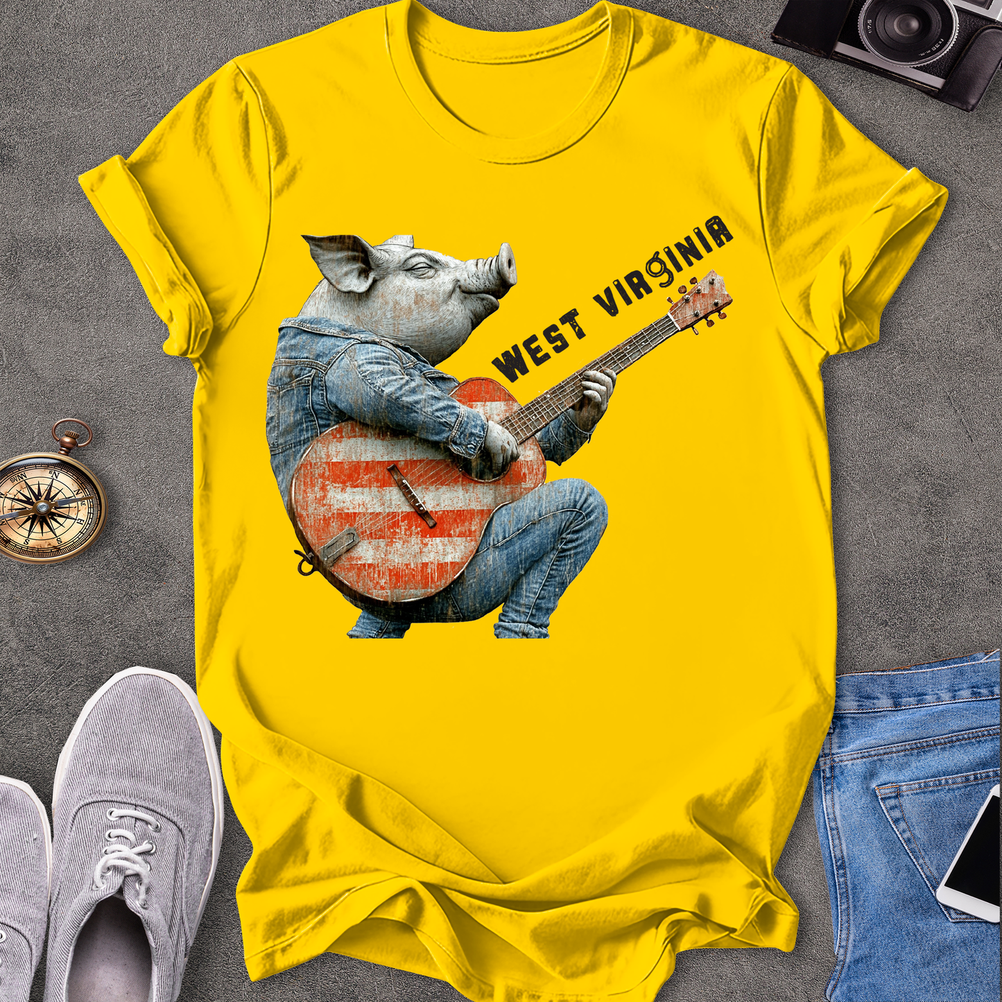 West Virginia - Pig Playing Guitar T-Shirt