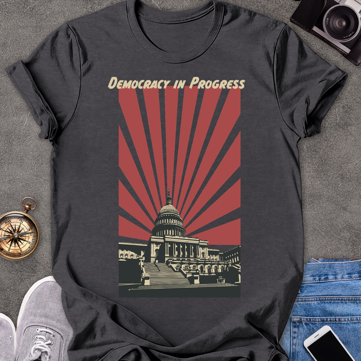 Democracy In Progress | Unisex Softstyle T-Shirt | Washington D.C. Travel Tee
