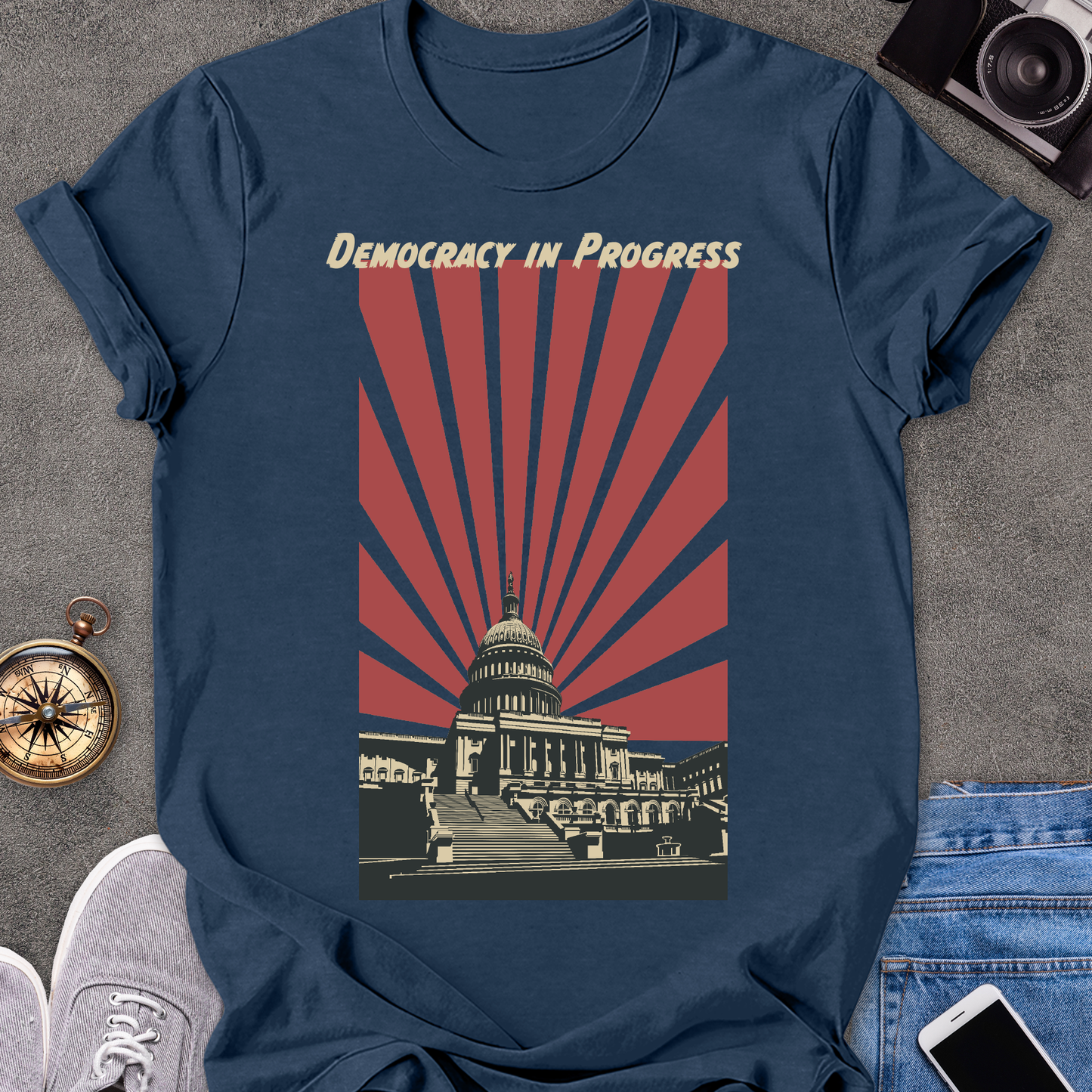 Democracy In Progress | Unisex Softstyle T-Shirt | Washington D.C. Travel Tee