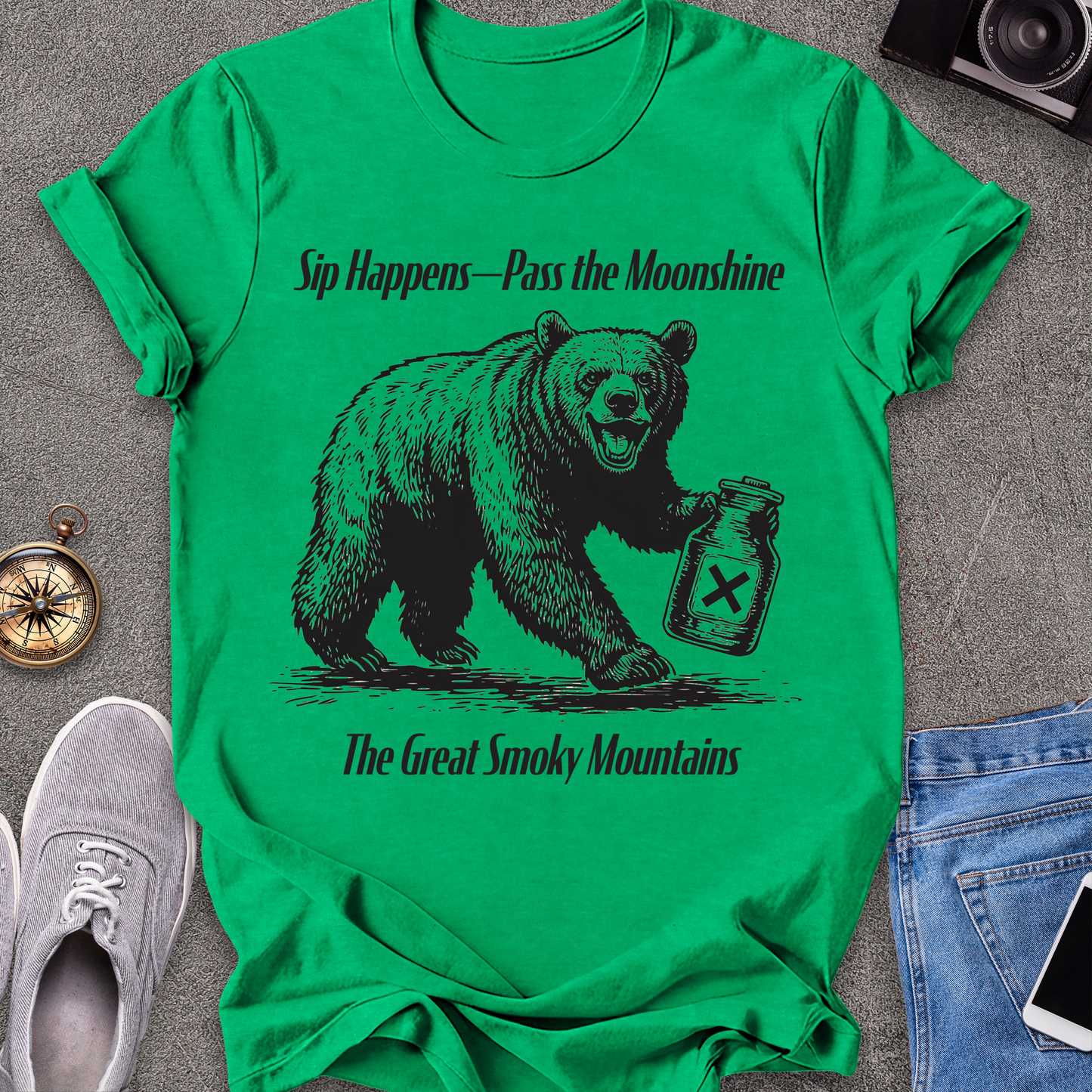 Sip Happens - Pass the Moonshine - The Great Smoky Mountains T-Shirt
