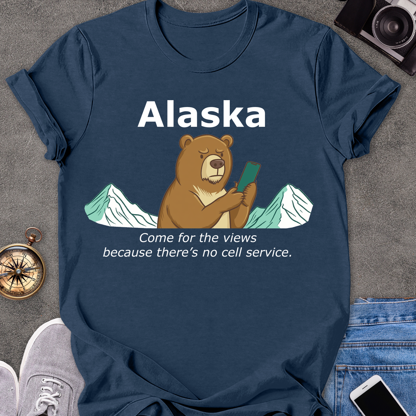 Alaska - Come for the Views Because There's No Cell Service | Unisex Softstyle T-Shirt | Fun Adventure Tee