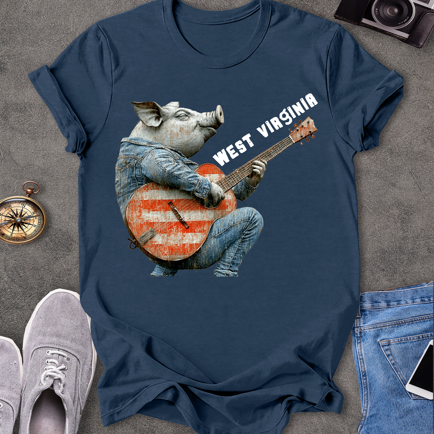 West Virginia - Pig Playing Guitar T-Shirt