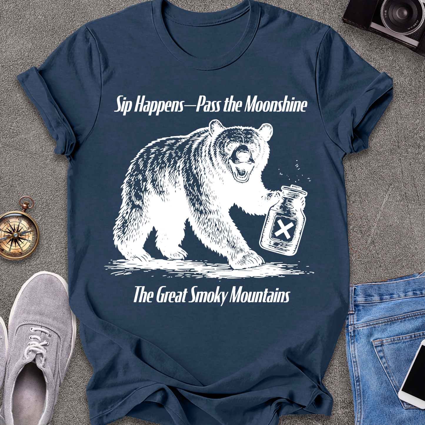 Sip Happens - Pass the Moonshine - The Great Smoky Mountains T-Shirt