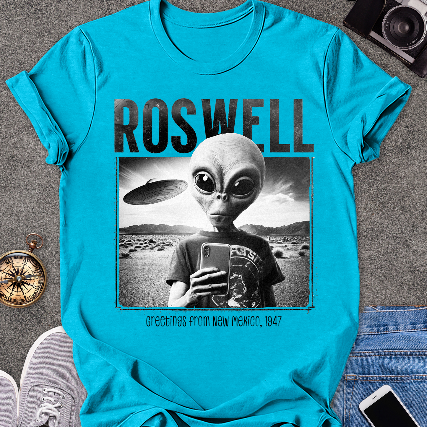Roswell, Greetings from New Mexico 1947 | Unisex Softstyle T-Shirt | Roswell Travel Tee