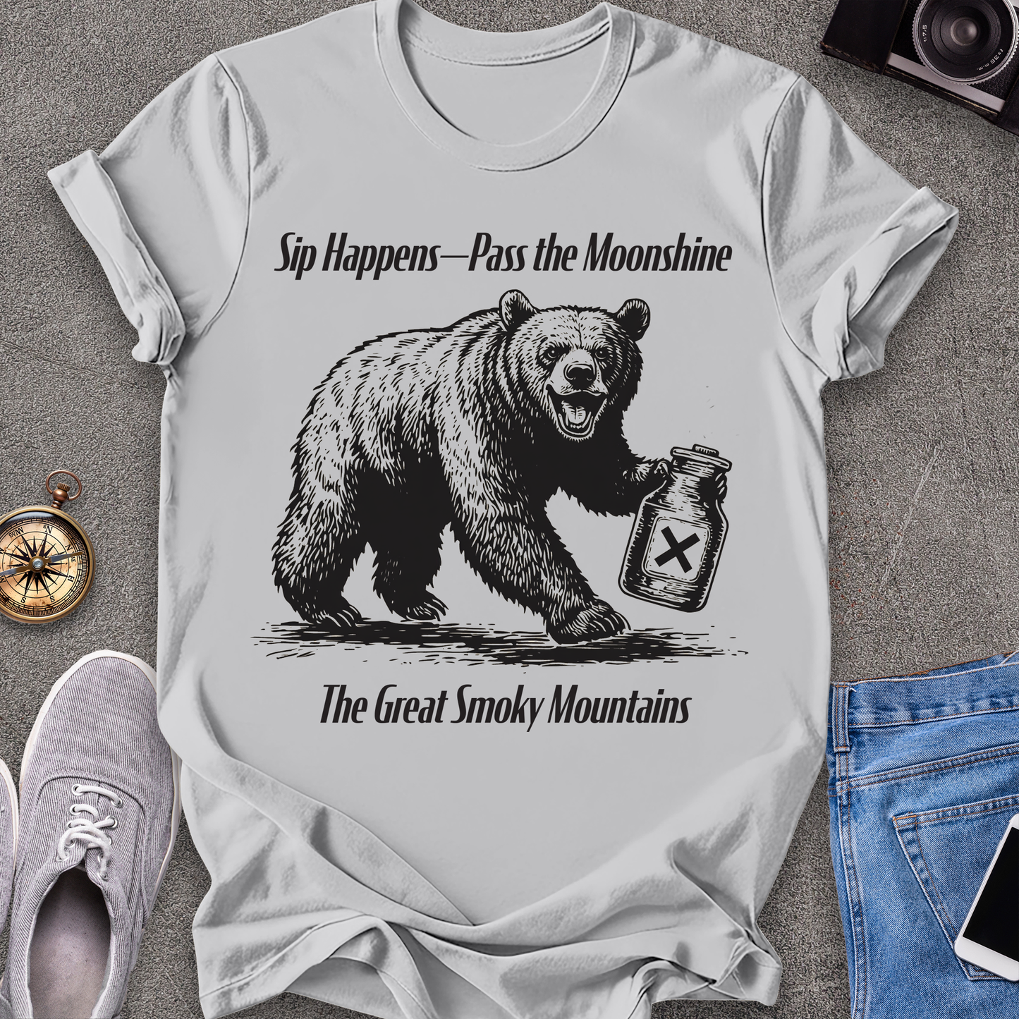 Sip Happens - Pass the Moonshine - The Great Smoky Mountains T-Shirt