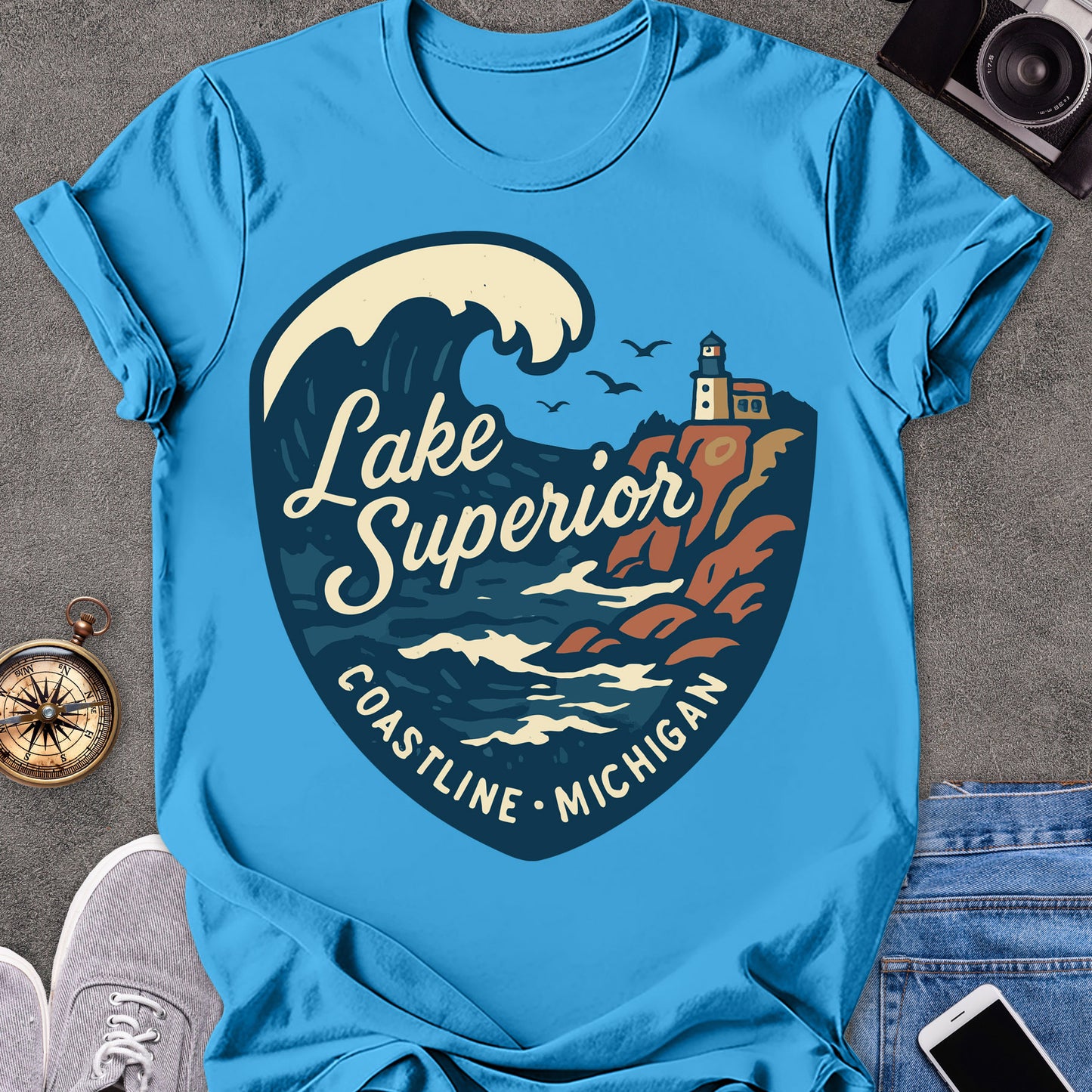 Lake Superior, Coastline Michigan | Softstyle T-Shirt | Outdoor Travel Tee