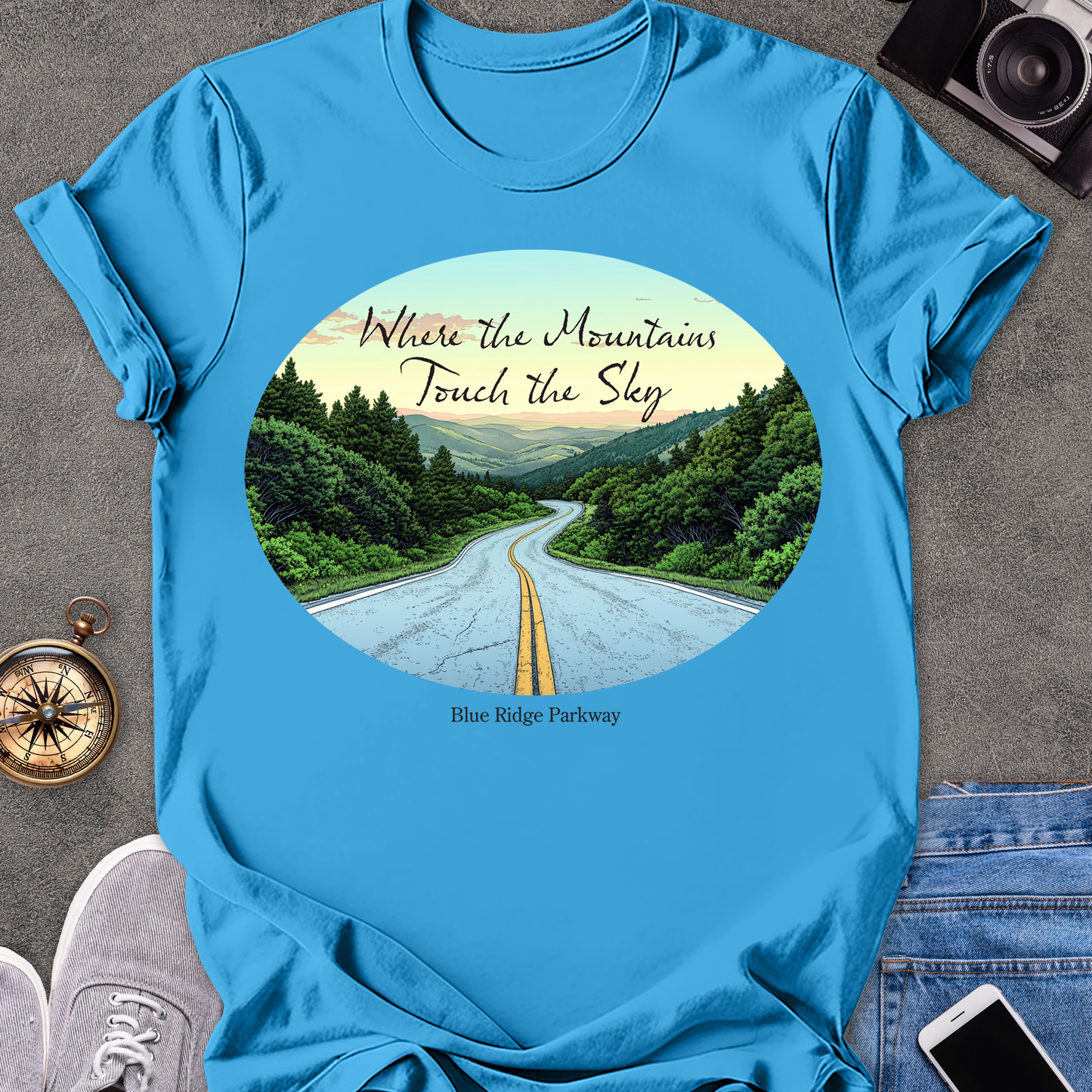 Where The Mountains Touch The Sky - The Blue Ridge Parkway | Unisex Softstyle T-Shirt | Road Trip Tee