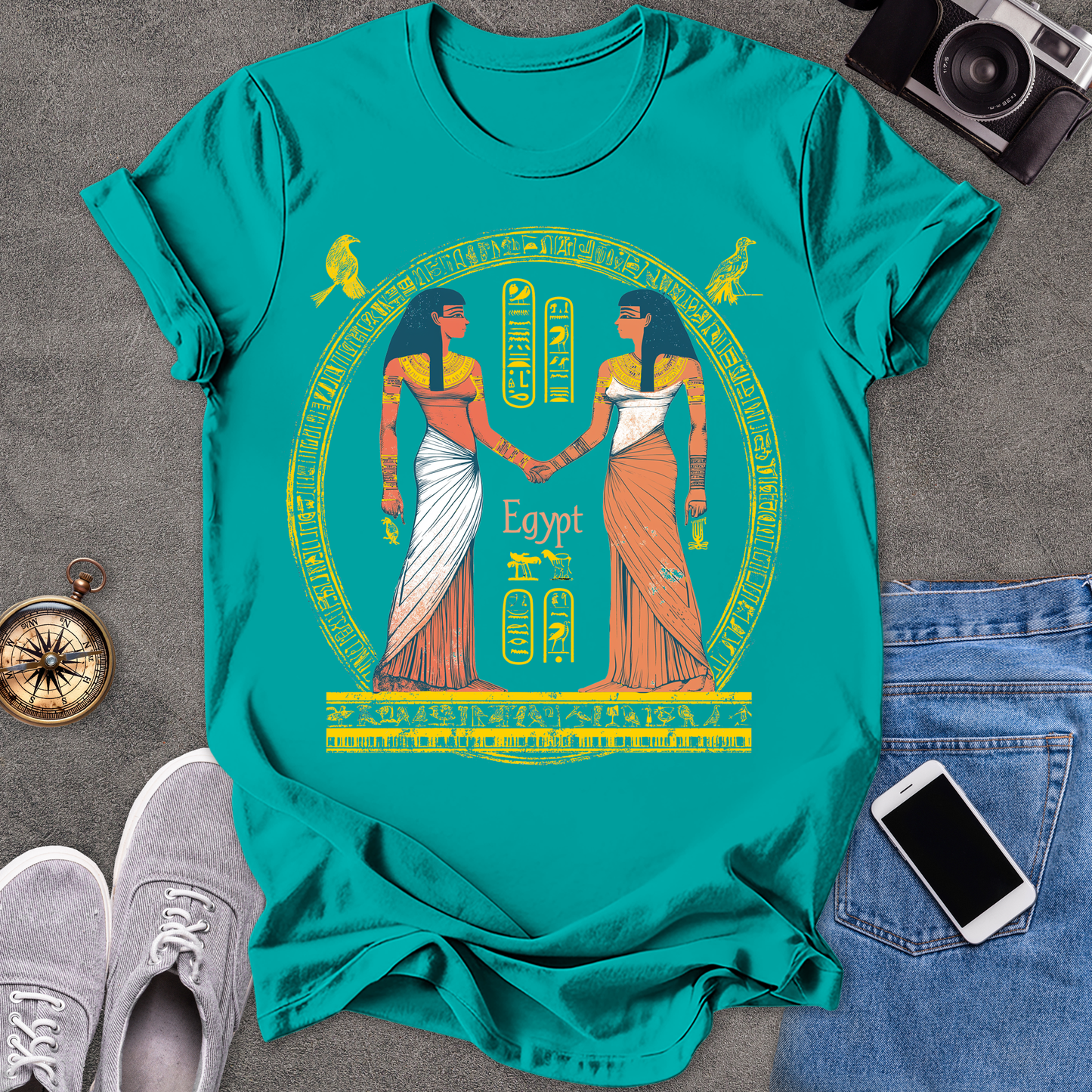 Egypt -Two Goddesses | Unisex Softstyle T-Shirt | Travel Lover Tee