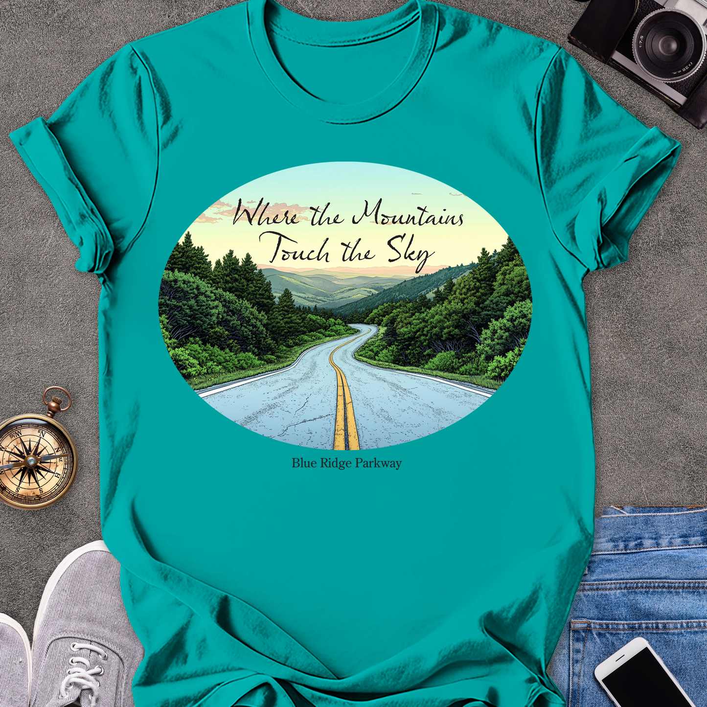 Where The Mountains Touch The Sky - The Blue Ridge Parkway | Unisex Softstyle T-Shirt | Road Trip Tee