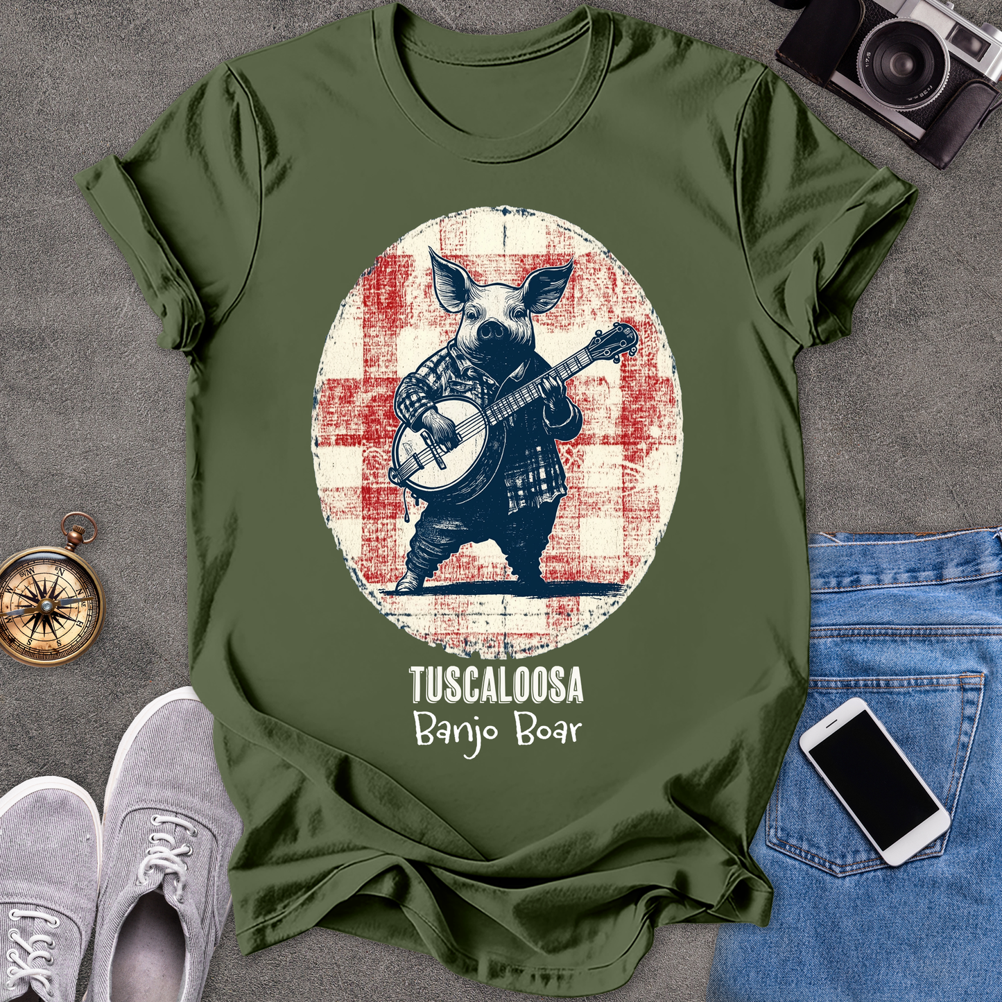 Tuscaloosa Banjo Boar | Unisex Softstyle T-Shirt | Fun and Casual Music Lover Tee