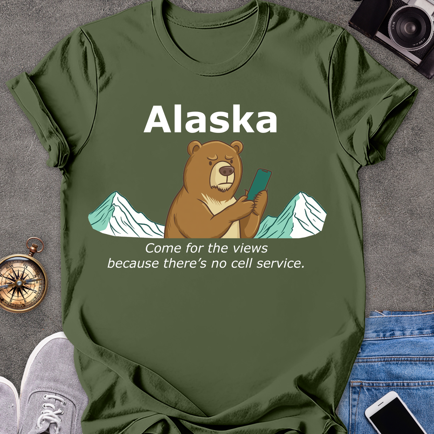 Alaska - Come for the Views Because There's No Cell Service | Unisex Softstyle T-Shirt | Fun Adventure Tee