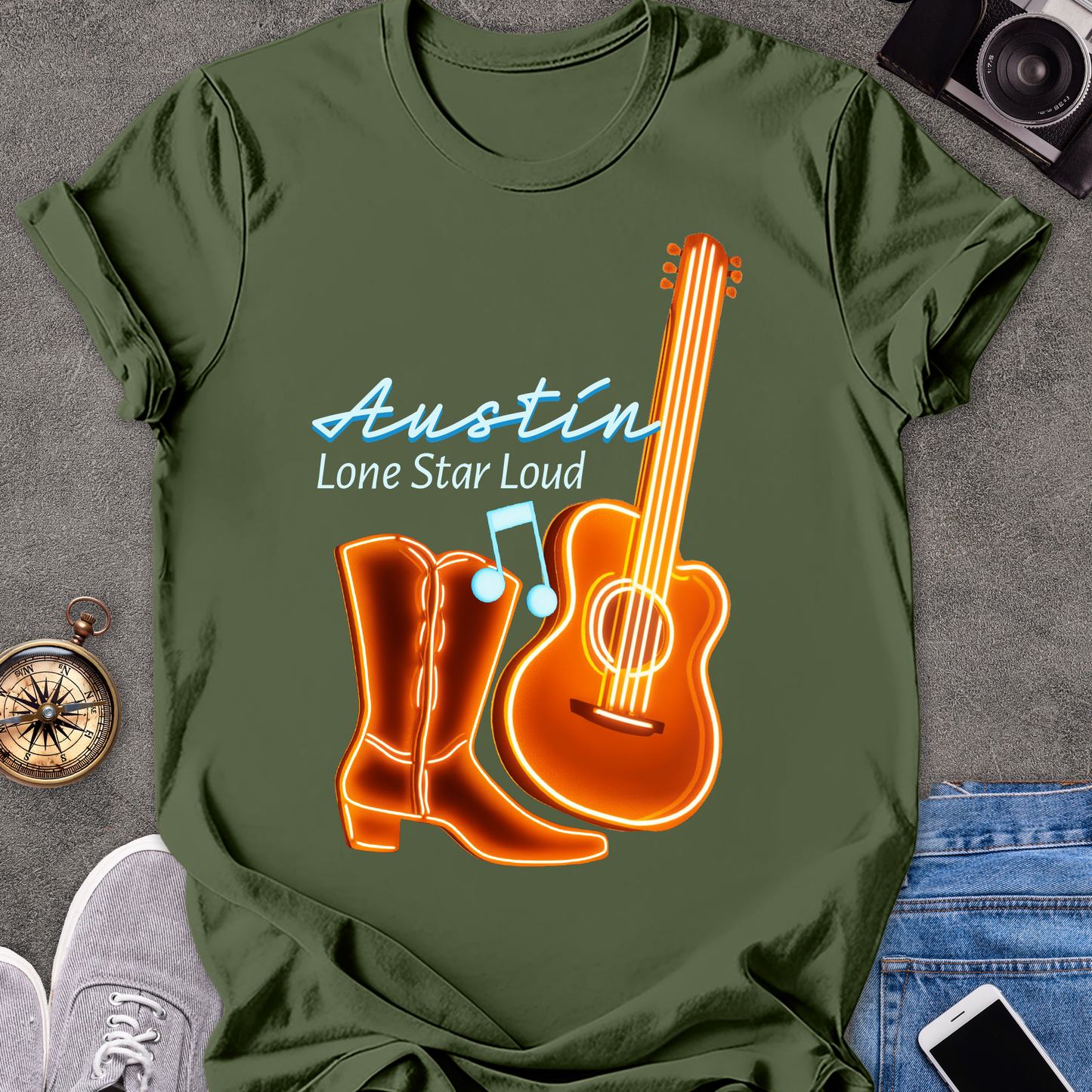 Austin - Lone Star Loud | Unisex Softstyle T-Shirt | Fun and Casual Music Lover Tee