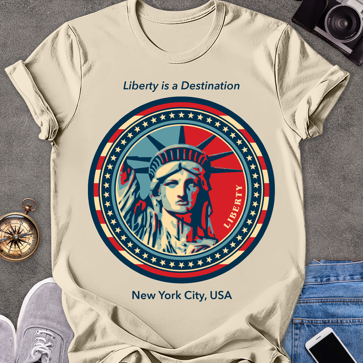 Liberty Is a Destination, New York City, USA | Unisex Softstyle T-Shirt | USA Travel Tee