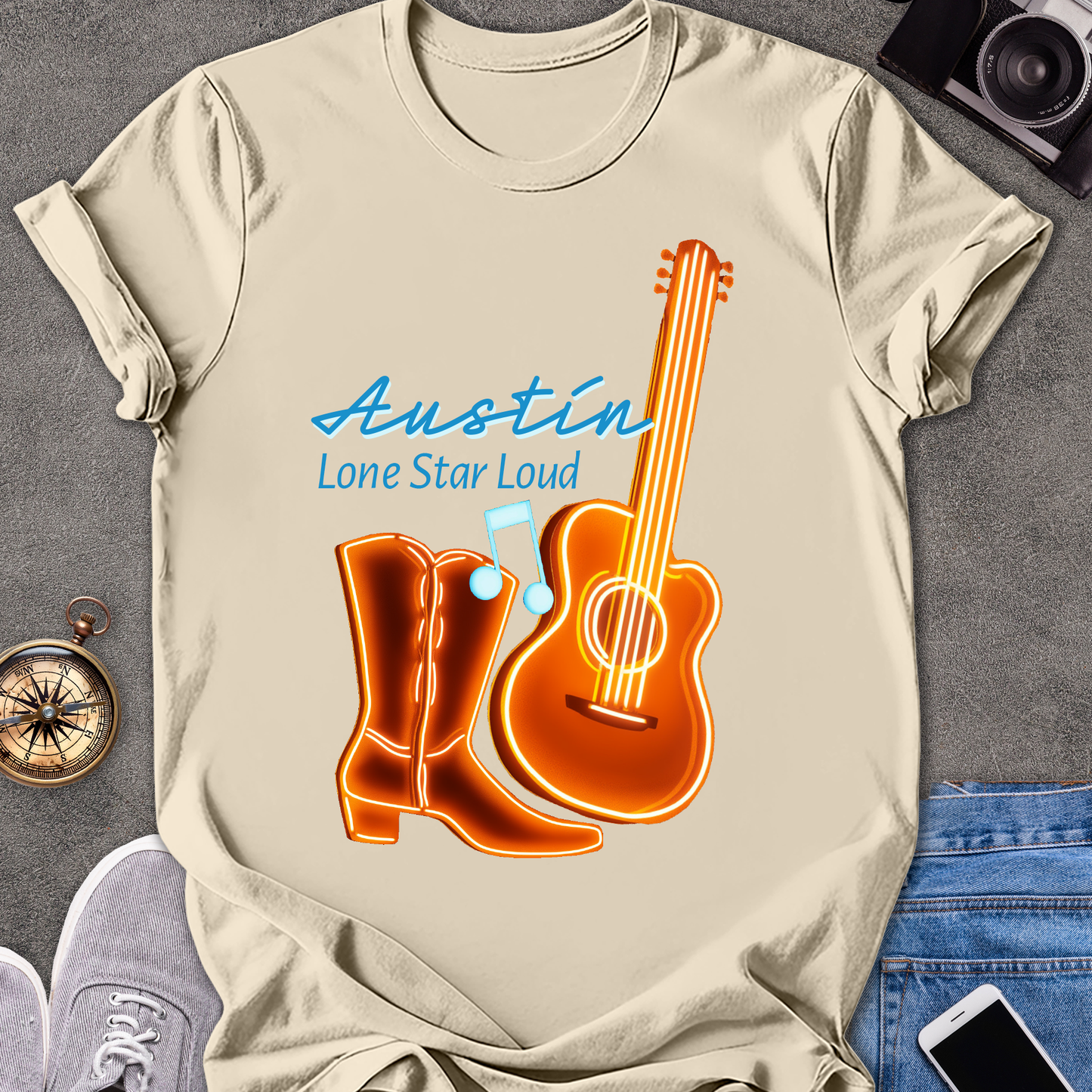 Austin - Lone Star Loud | Unisex Softstyle T-Shirt | Fun and Casual Music Lover Tee