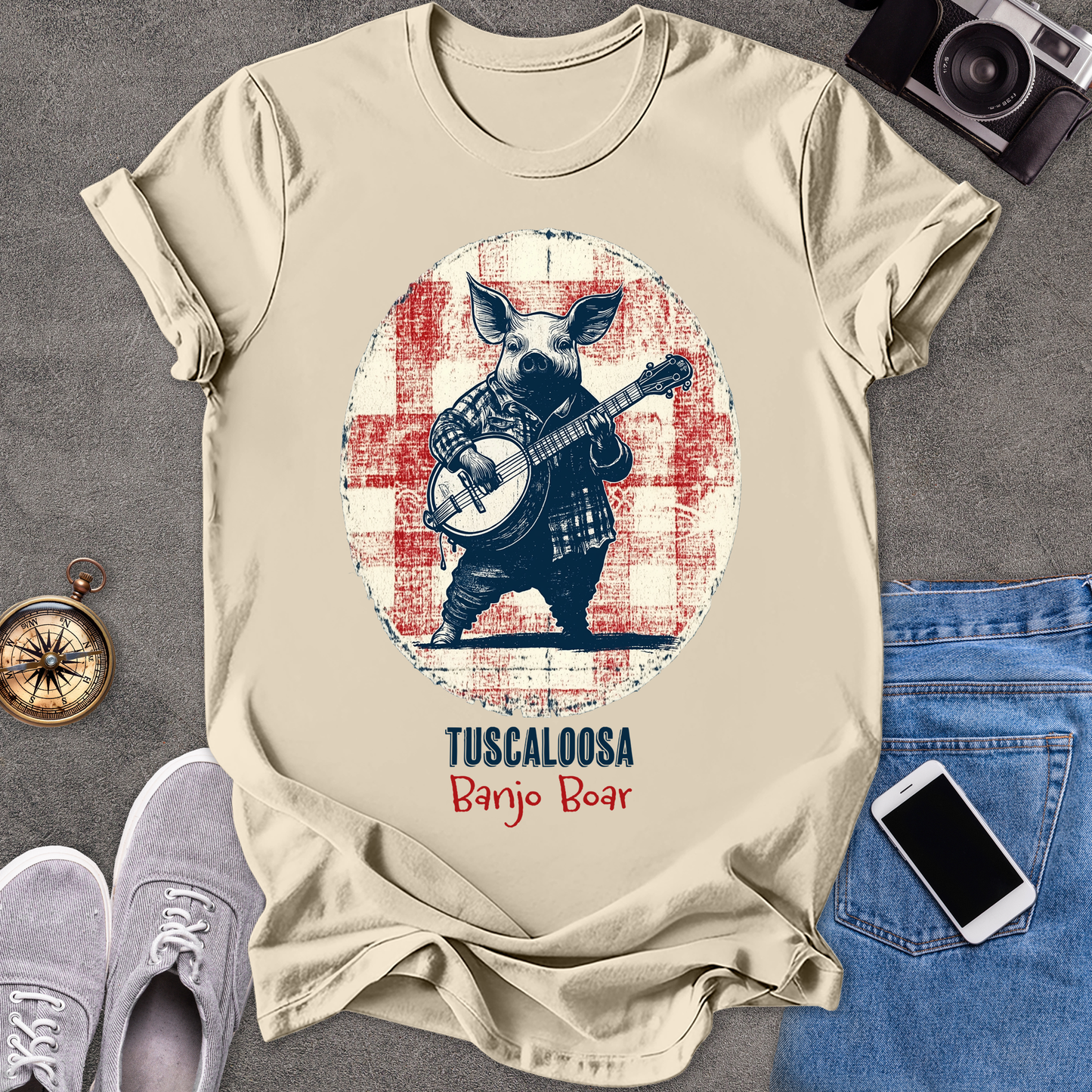 Tuscaloosa Banjo Boar | Unisex Softstyle T-Shirt | Fun and Casual Music Lover Tee
