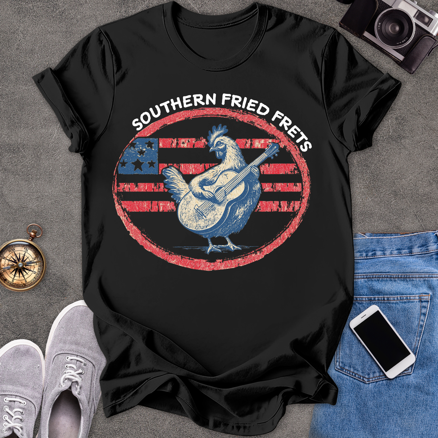 Southern Fried Frets | Unisex Softstyle T-Shirt | Fun and Casual Music Lover Tee