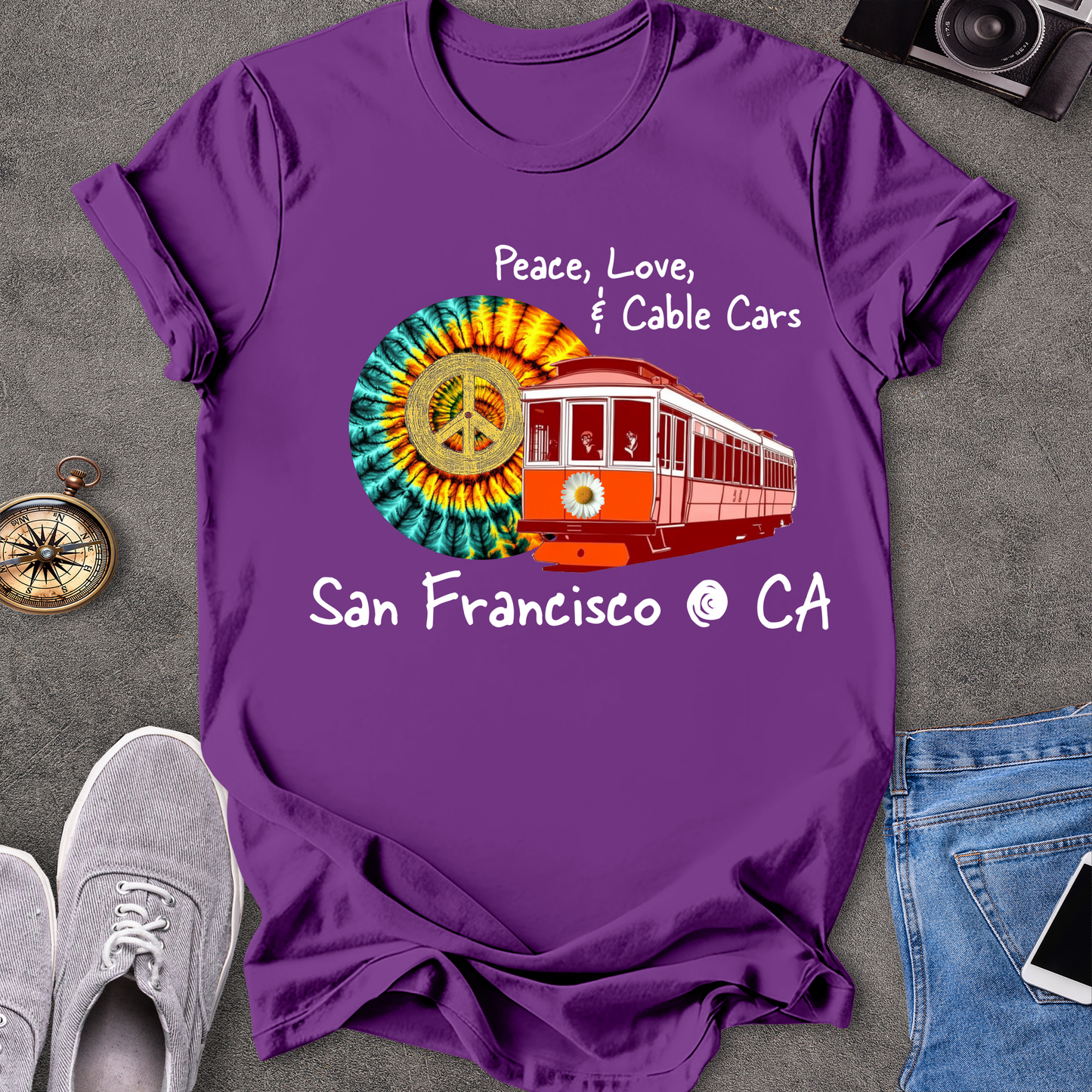 Peace Love & Cable Cars - San Francisco T-Shirt