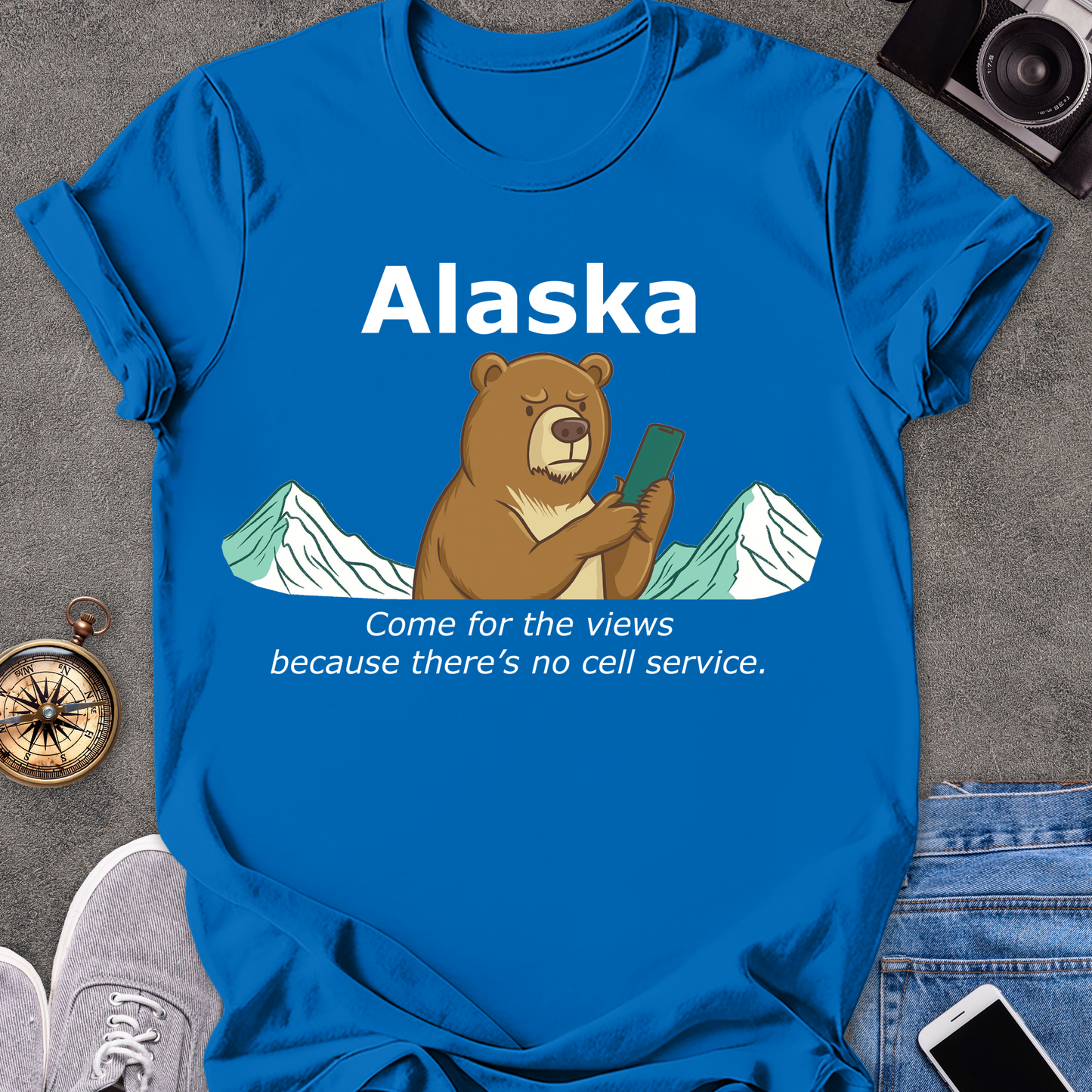 Alaska - Come for the Views Because There's No Cell Service | Unisex Softstyle T-Shirt | Fun Adventure Tee