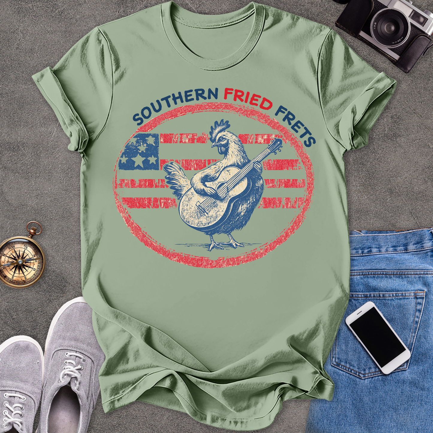 Southern Fried Frets | Unisex Softstyle T-Shirt | Fun and Casual Music Lover Tee