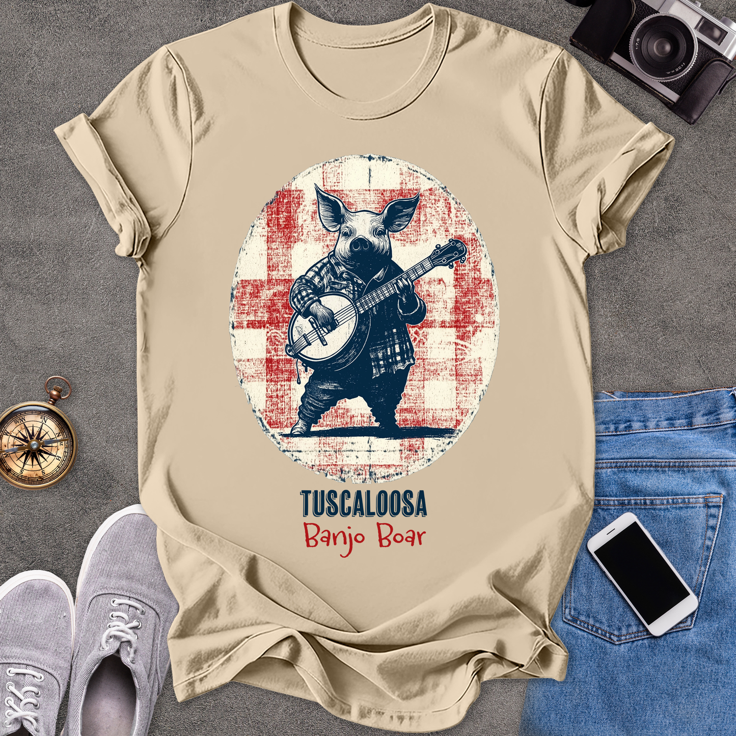 Tuscaloosa Banjo Boar | Unisex Softstyle T-Shirt | Fun and Casual Music Lover Tee
