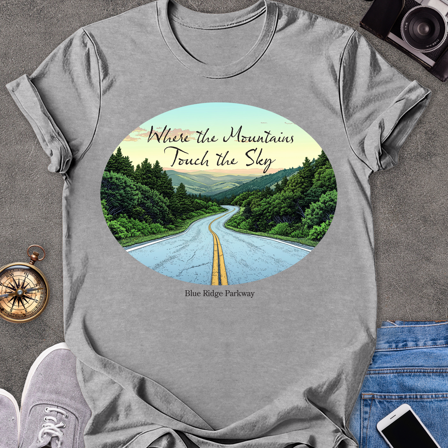 Where The Mountains Touch The Sky - The Blue Ridge Parkway | Unisex Softstyle T-Shirt | Road Trip Tee
