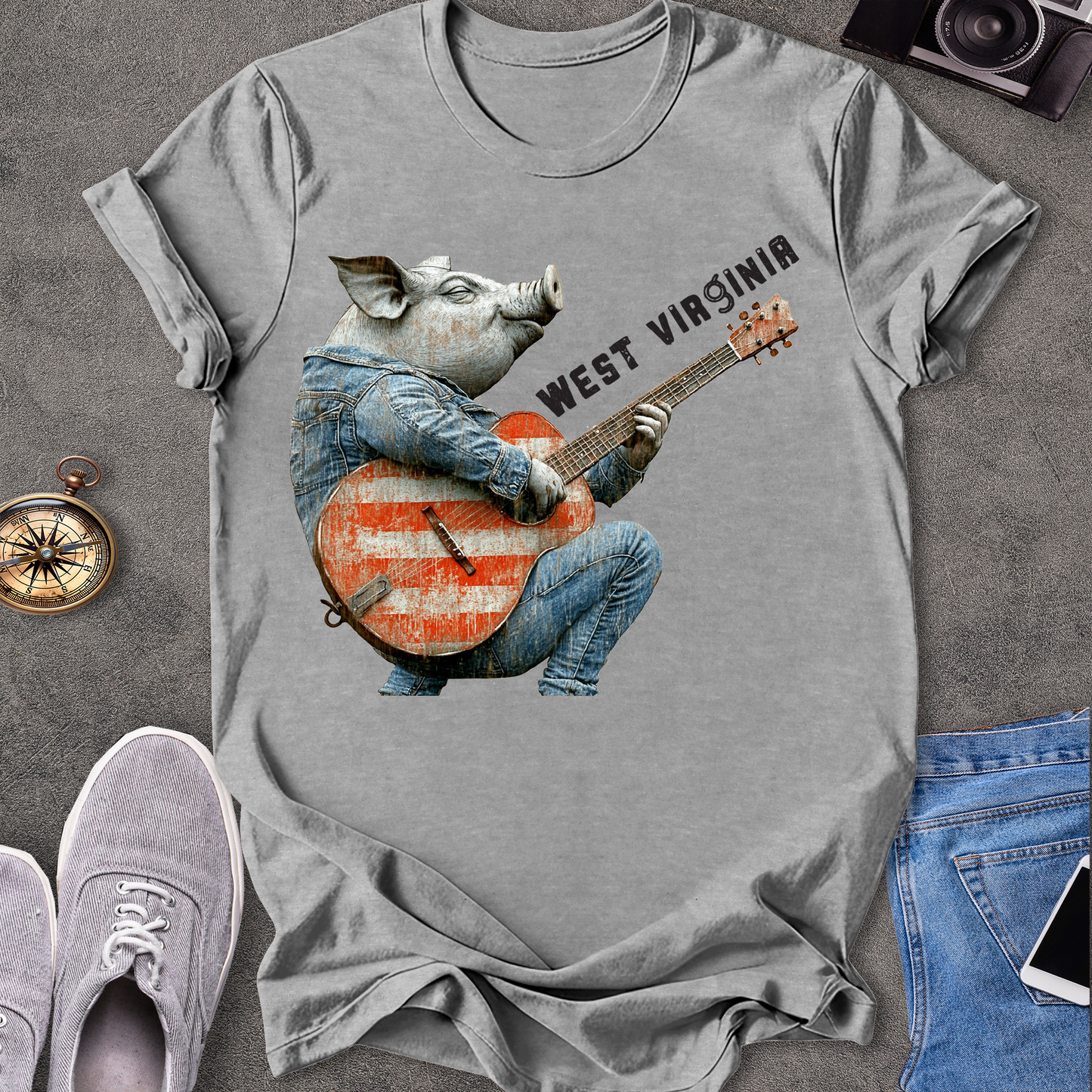 West Virginia - Pig Playing Guitar T-Shirt