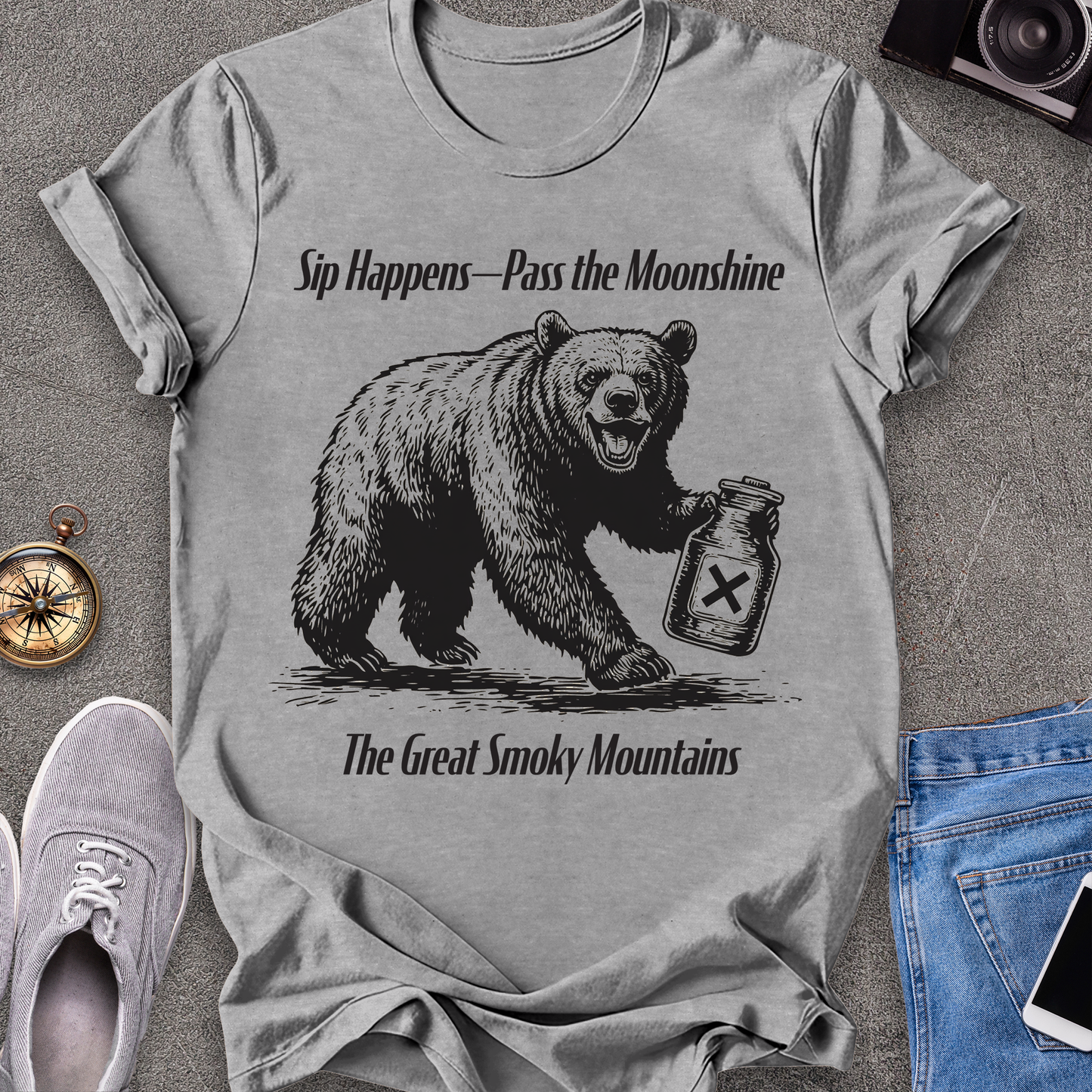 Sip Happens - Pass the Moonshine - The Great Smoky Mountains T-Shirt