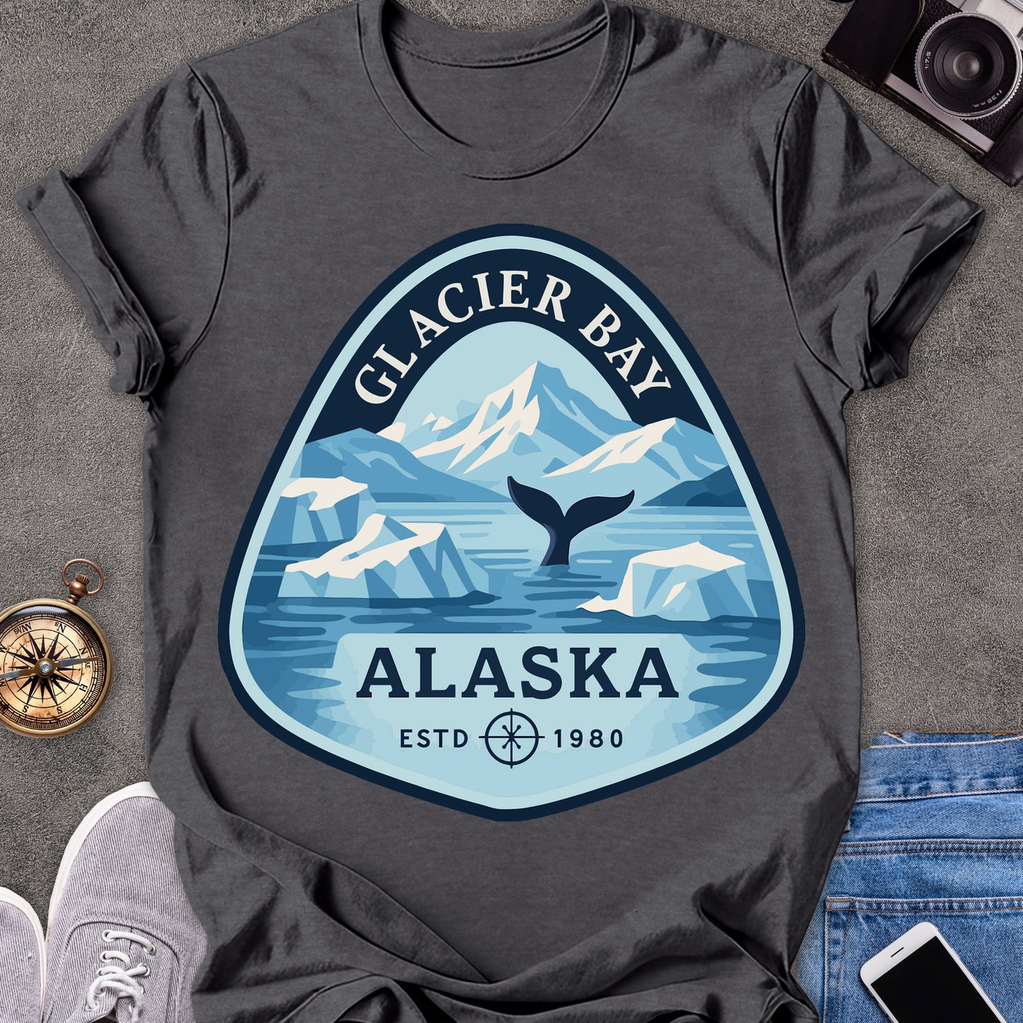 Glacier Bay Alaska, ESTD 1980 | Softstyle T-Shirt | Alaska Travel Tee