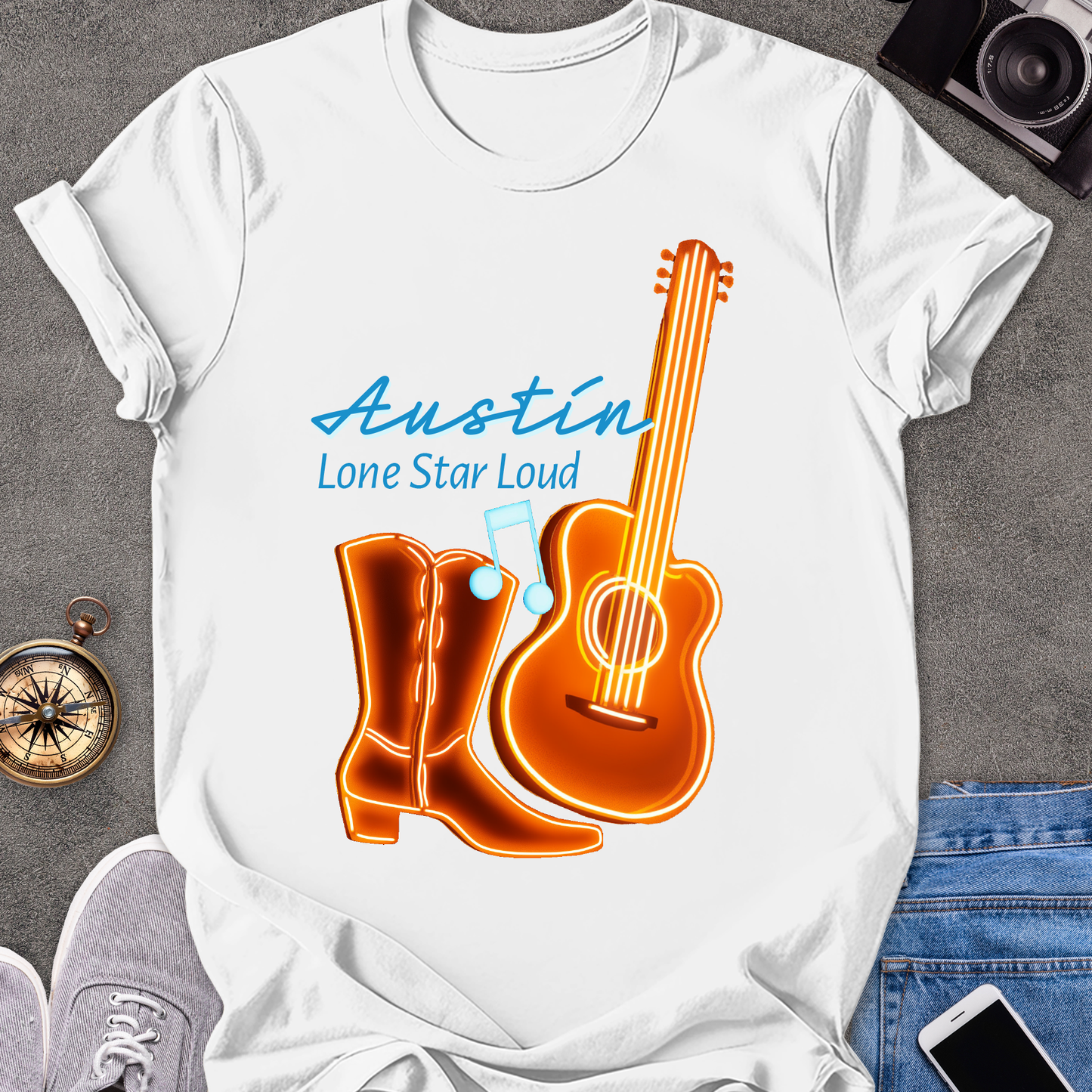 Austin - Lone Star Loud | Unisex Softstyle T-Shirt | Fun and Casual Music Lover Tee