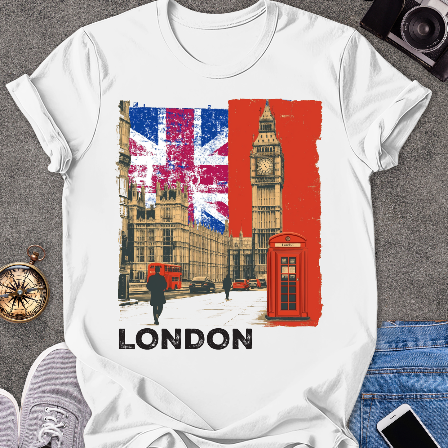 London | Unisex Softstyle T-Shirt | Retro Style Travel Tee