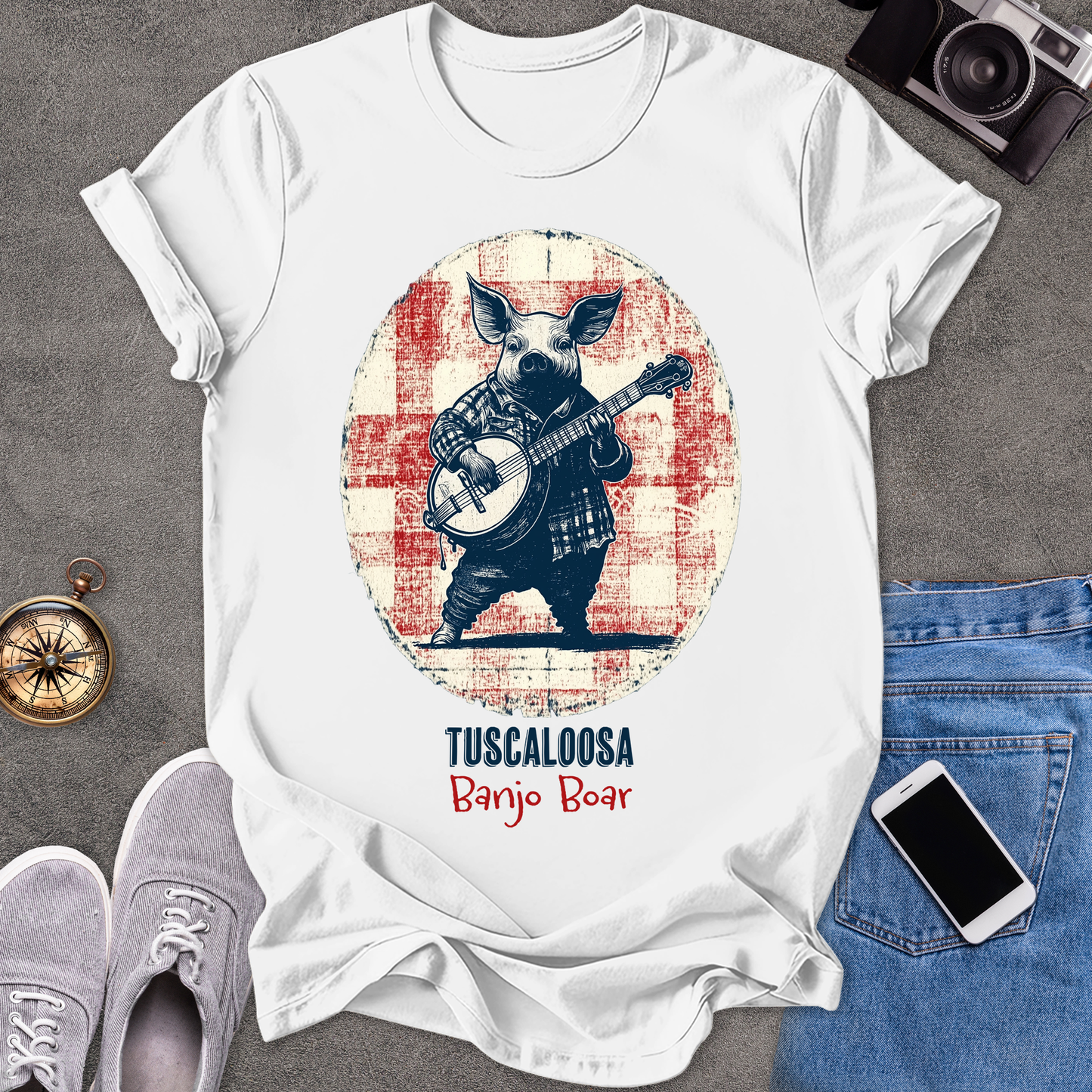 Tuscaloosa Banjo Boar | Unisex Softstyle T-Shirt | Fun and Casual Music Lover Tee