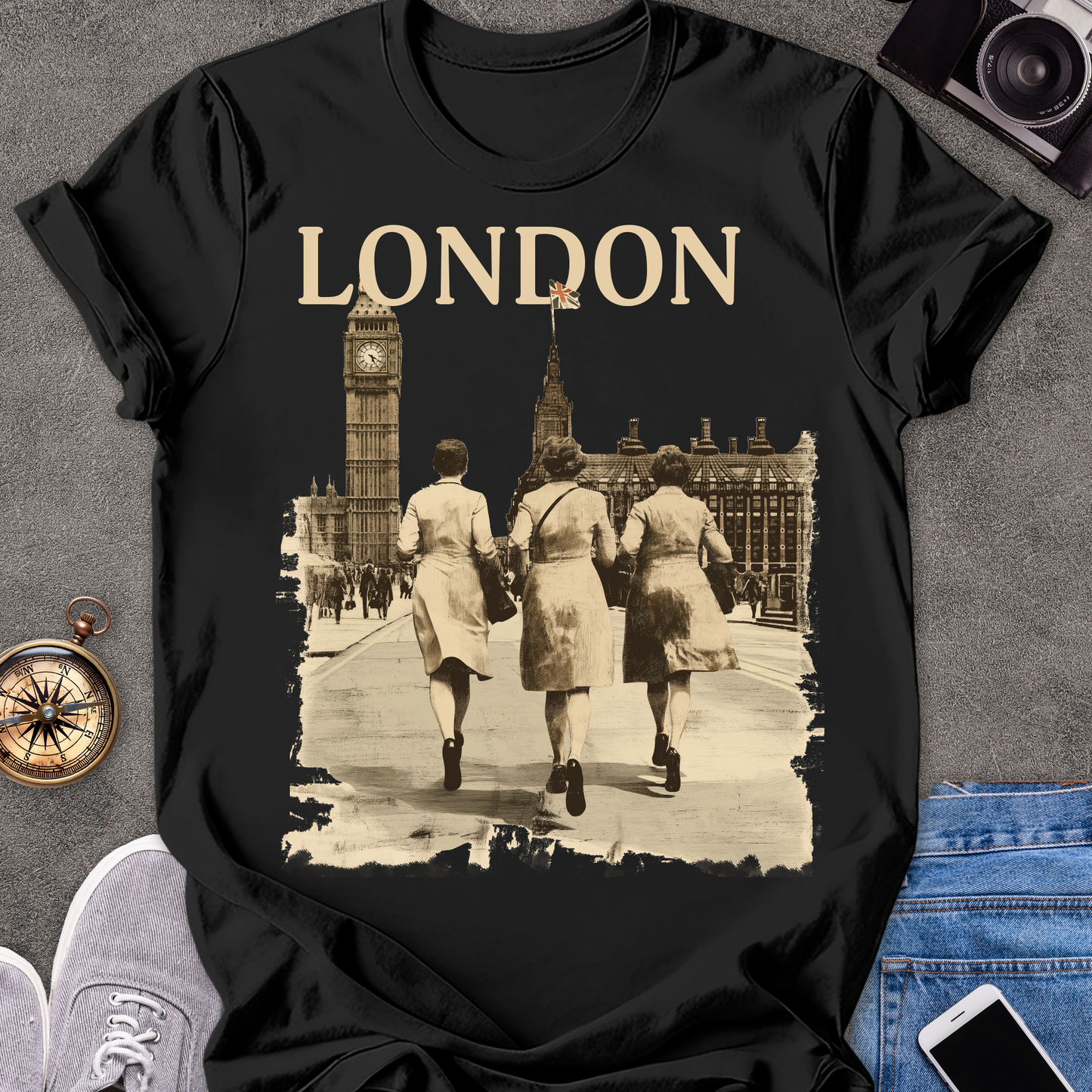 London | Unisex Softstyle T-Shirt | Retro Style London Travel Tee