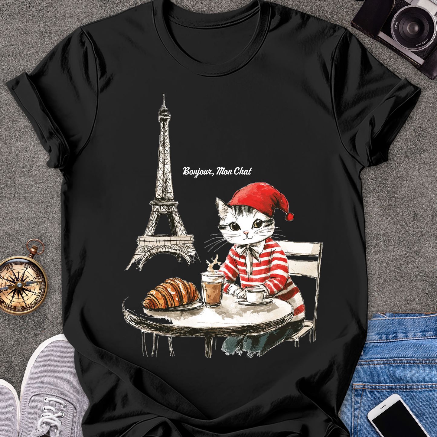 Bonjour, Mon Chat| Unisex Softstyle T-Shirt | France Travel Tee
