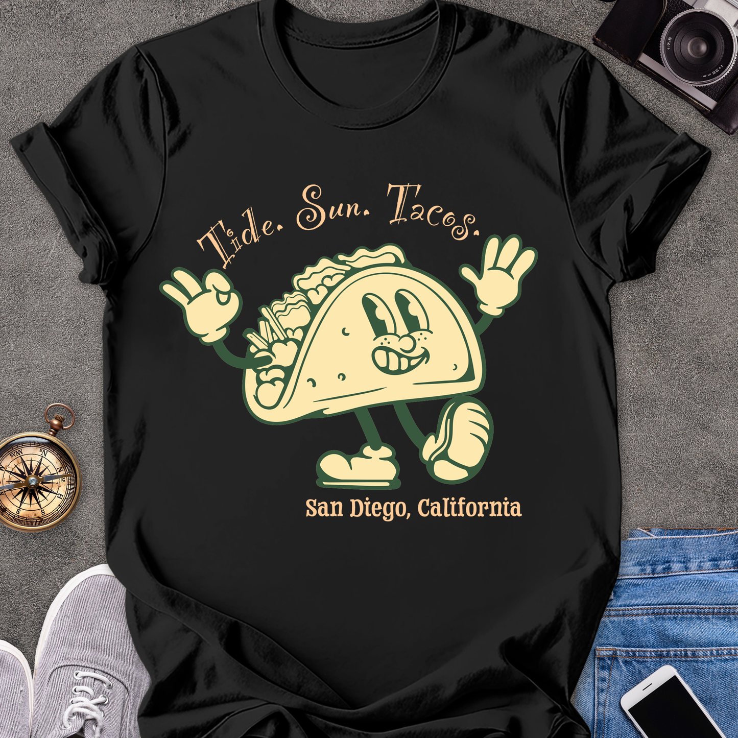 Tide. Sun. Tacos - San Diego, California | Unisex Softstyle T-Shirt | Fun Taco Lover Tee